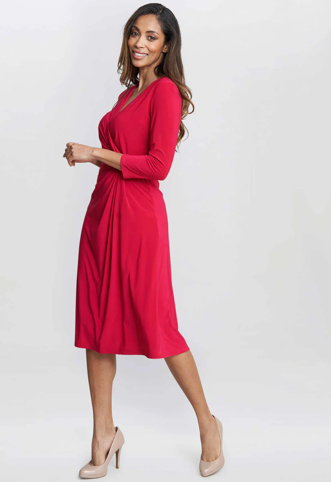 Gina Bacconi Magenta Antonia Jersey Wrap Dress - Image 3