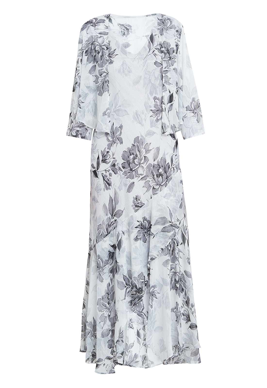 Gina Bacconi Grey Mandy Midi Length Sleevless Printed Dress And Jacket - Image 5