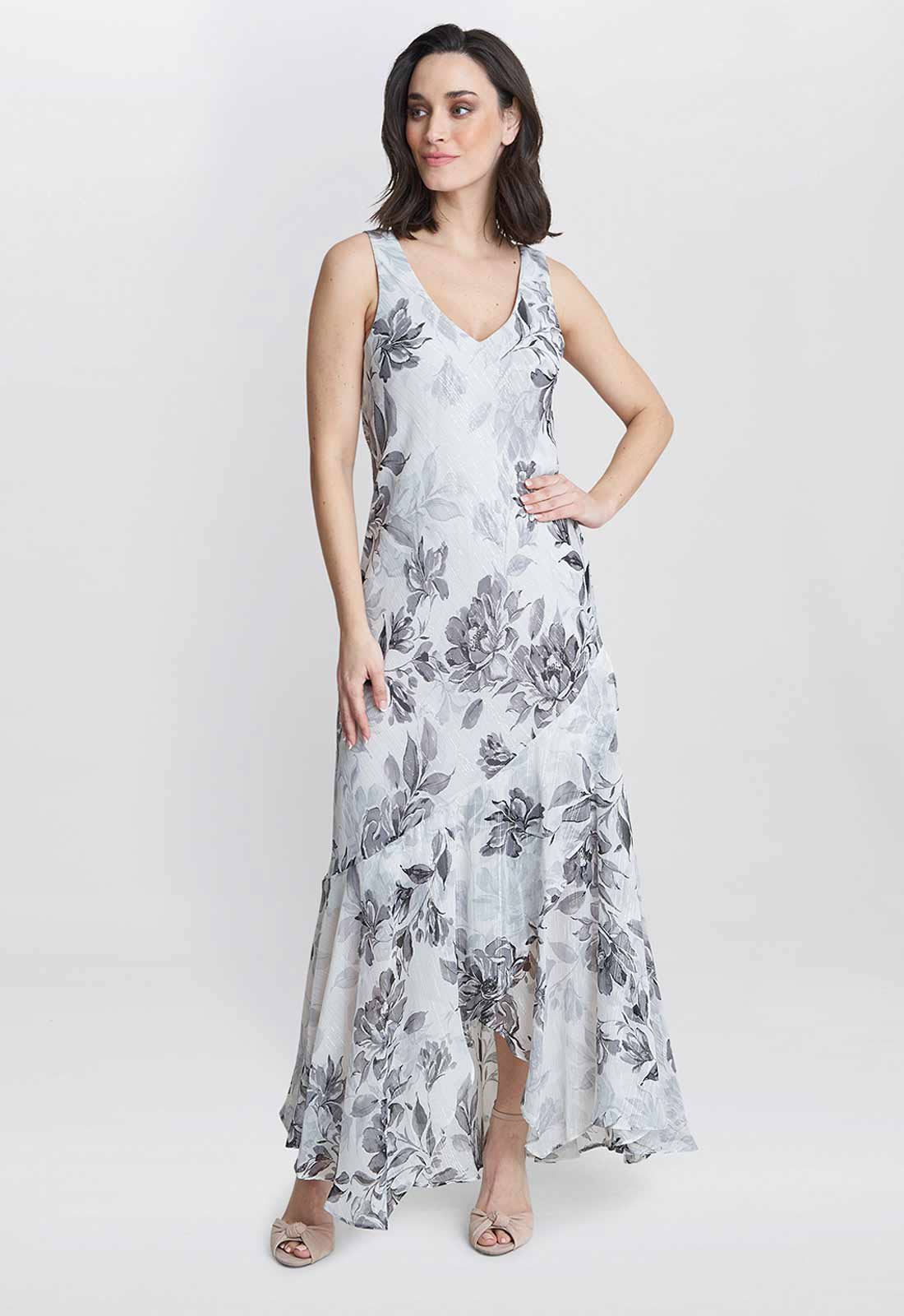 Gina Bacconi Grey Mandy Midi Length Sleevless Printed Dress And Jacket - Image 6