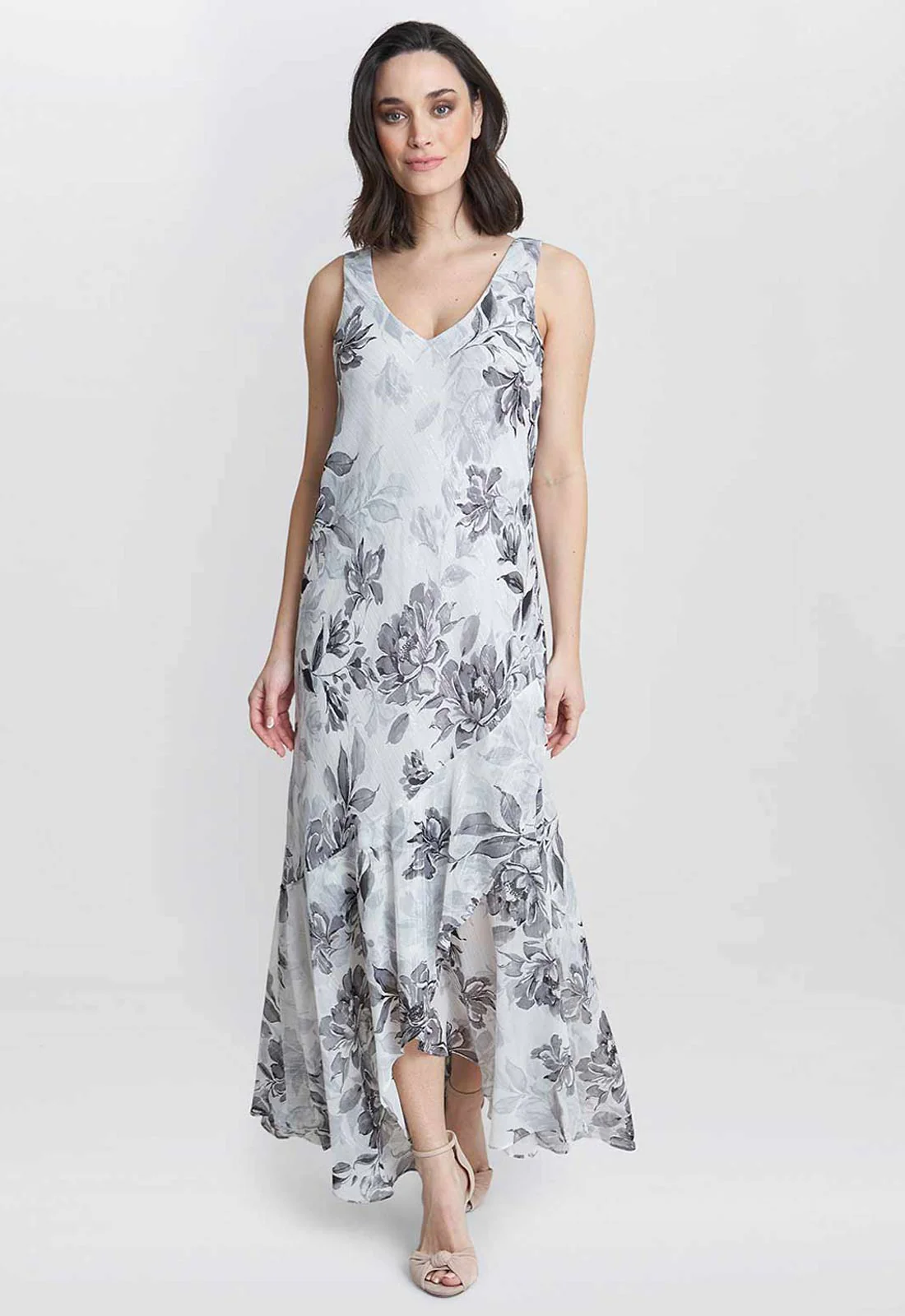 Gina Bacconi Grey Mandy Midi Length Sleevless Printed Dress And Jacket - Image 7