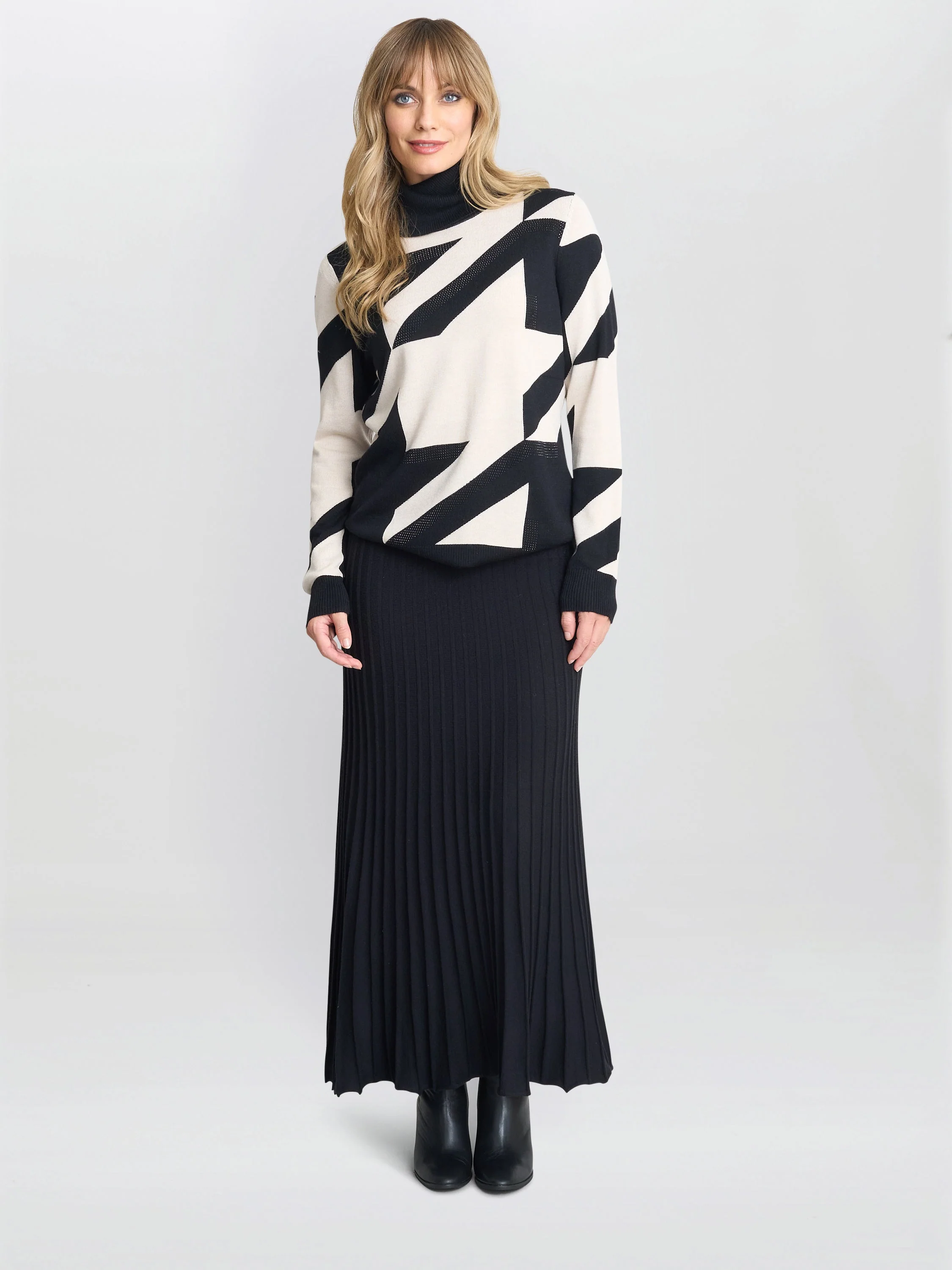 Gina Bacconi Monochrome Carol Polo Neck Jumper - Image 4