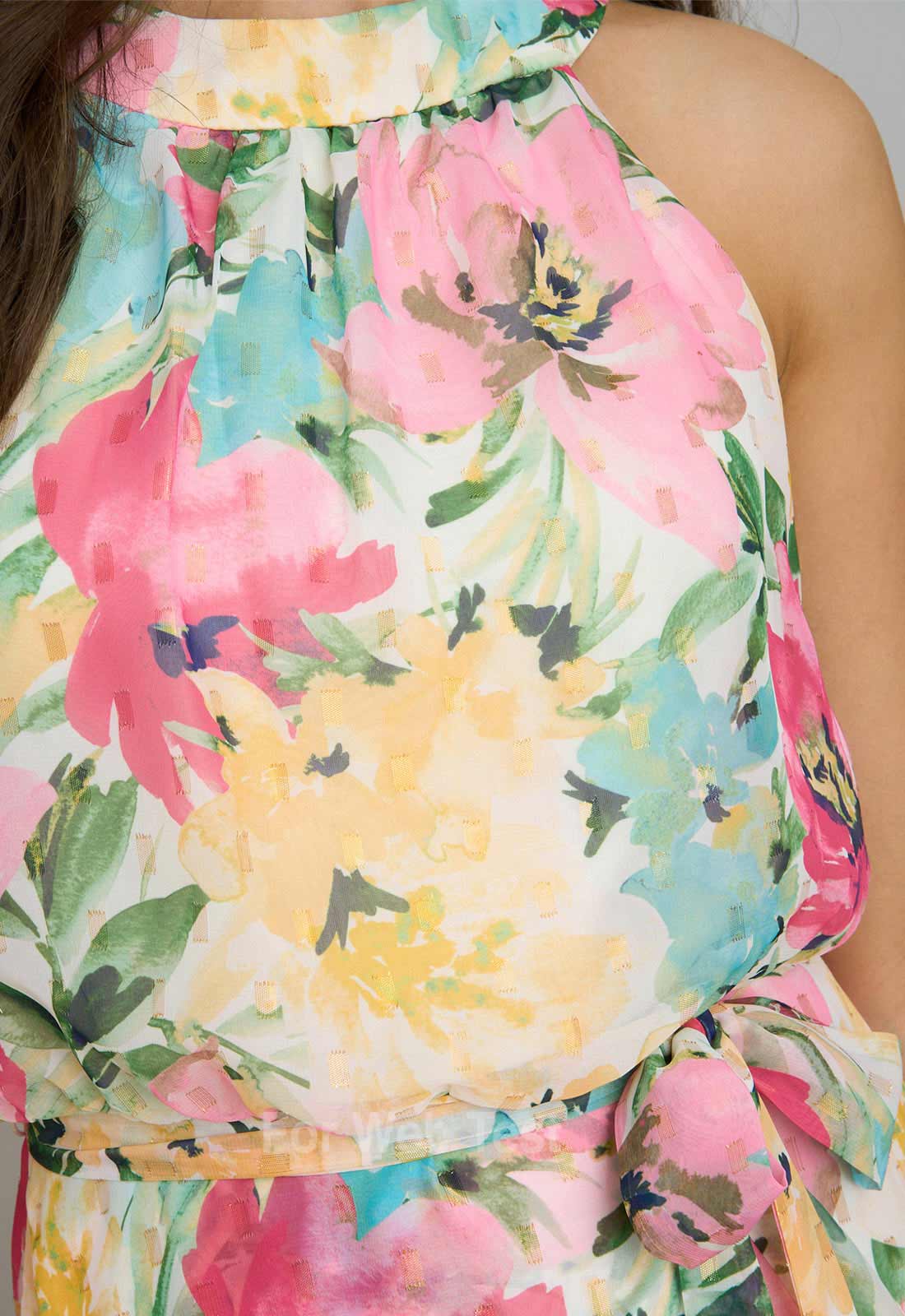 Gina Bacconi Multi Beatrice Lurex Chiffon Dress - Image 2