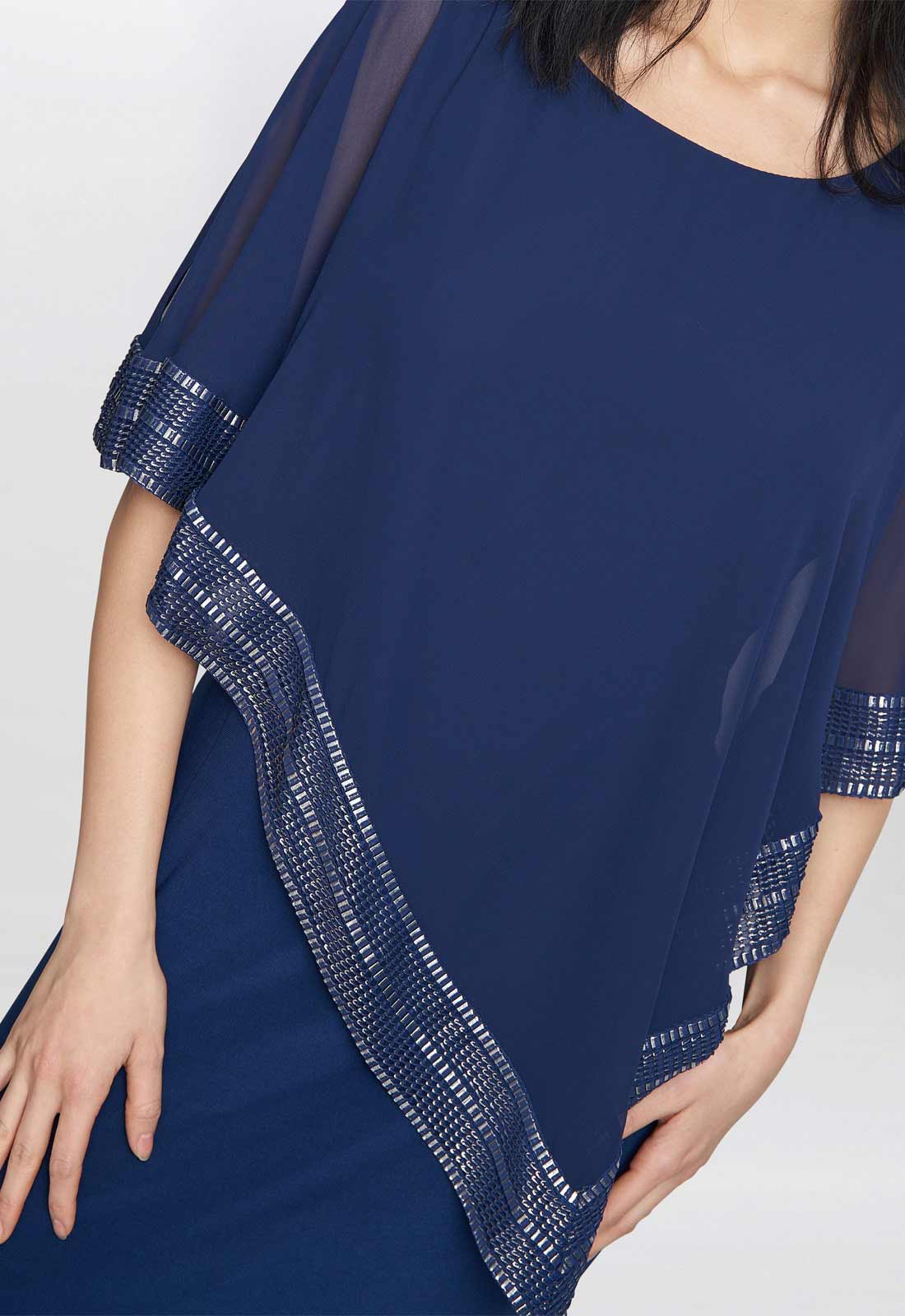 Gina Bacconi Navy Amber Maxi Cape Dress - Image 2