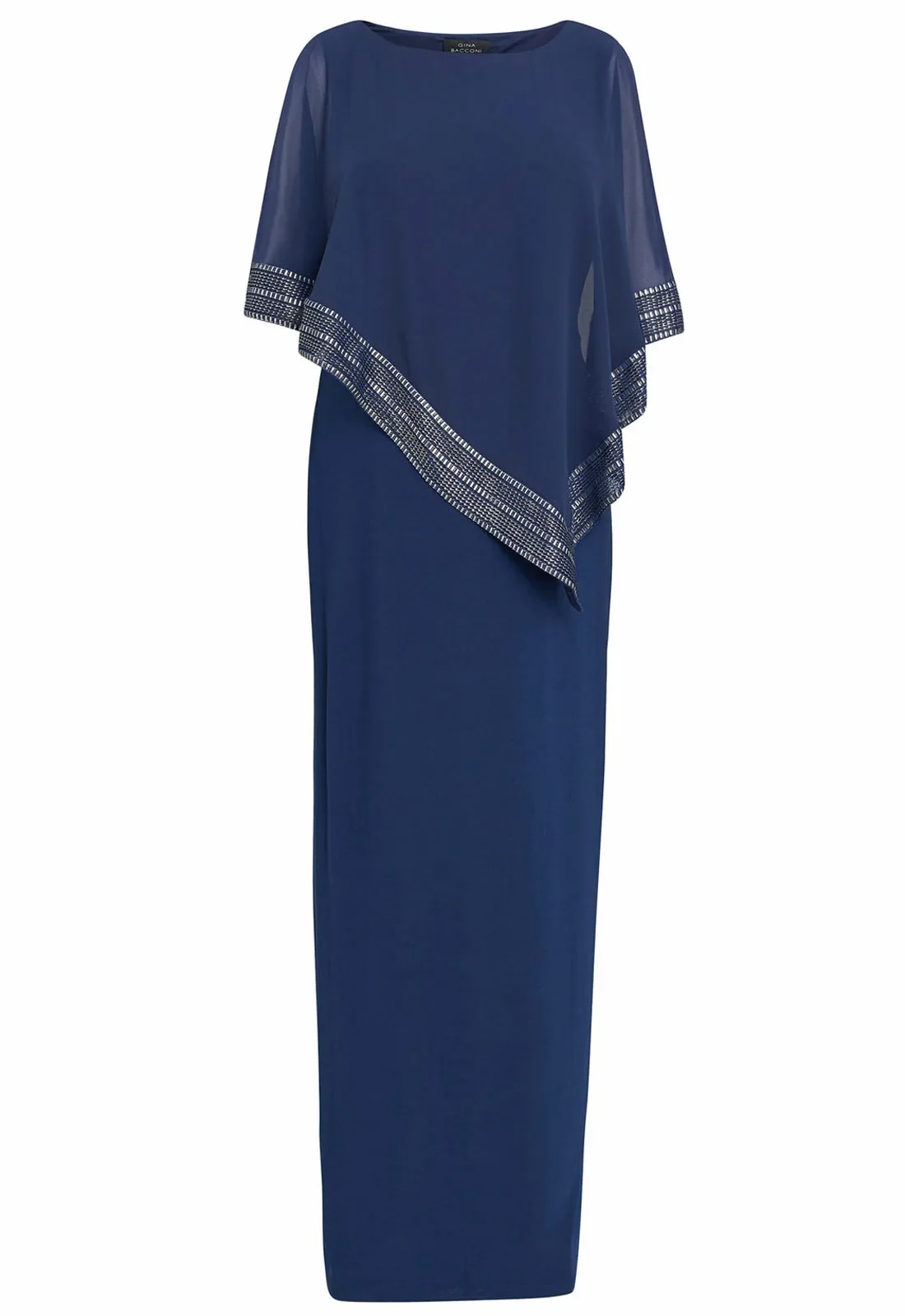 Gina Bacconi Navy Amber Maxi Cape Dress - Image 3