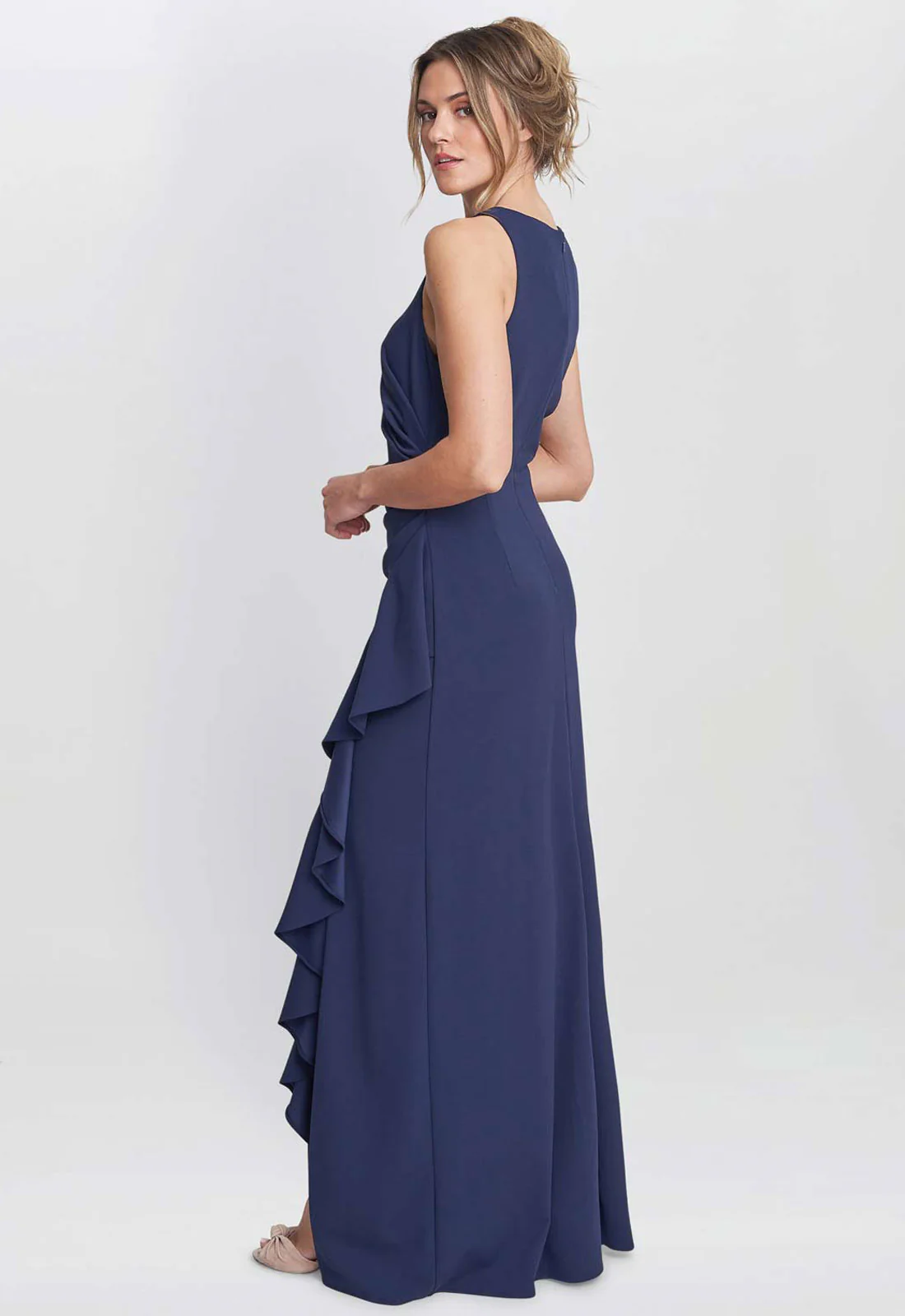 Gina Bacconi Navy Chelsea Maxi Ruffle Dress - Image 4