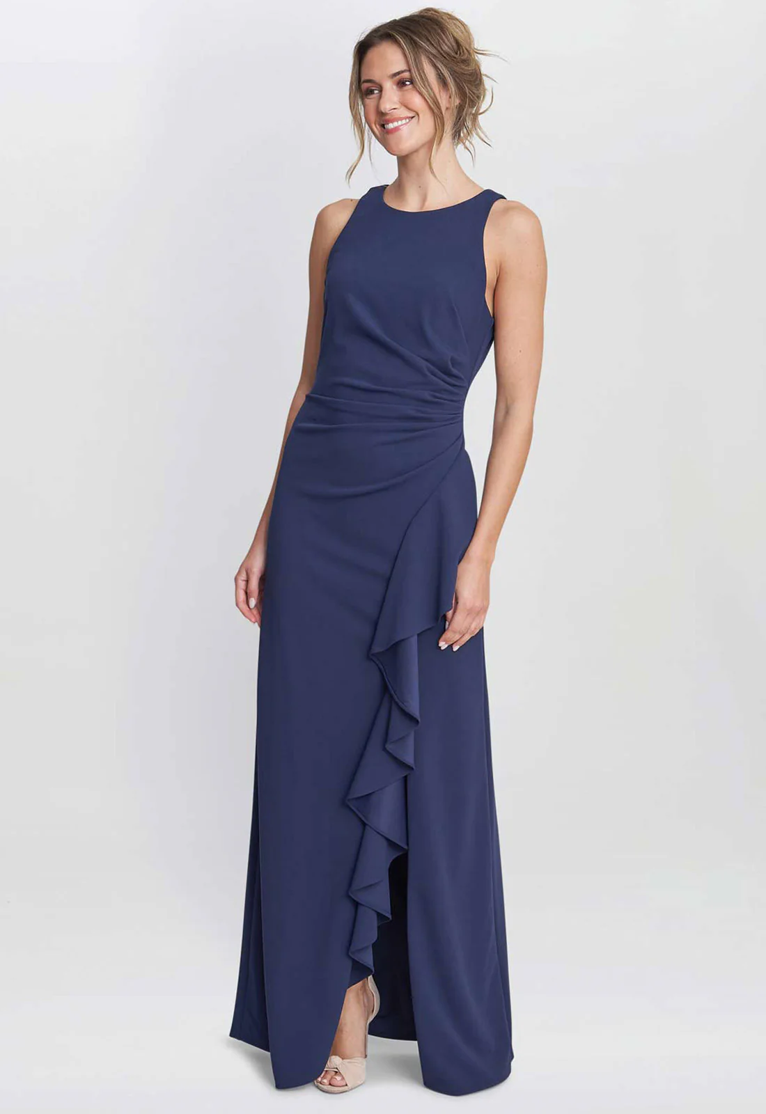 Gina Bacconi Navy Chelsea Maxi Ruffle Dress - Image 7