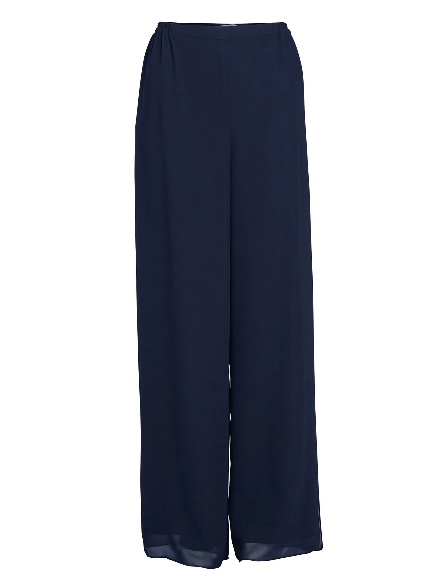 Gina Bacconi Navy Chiffon Layered Trouser With Slits - Image 4
