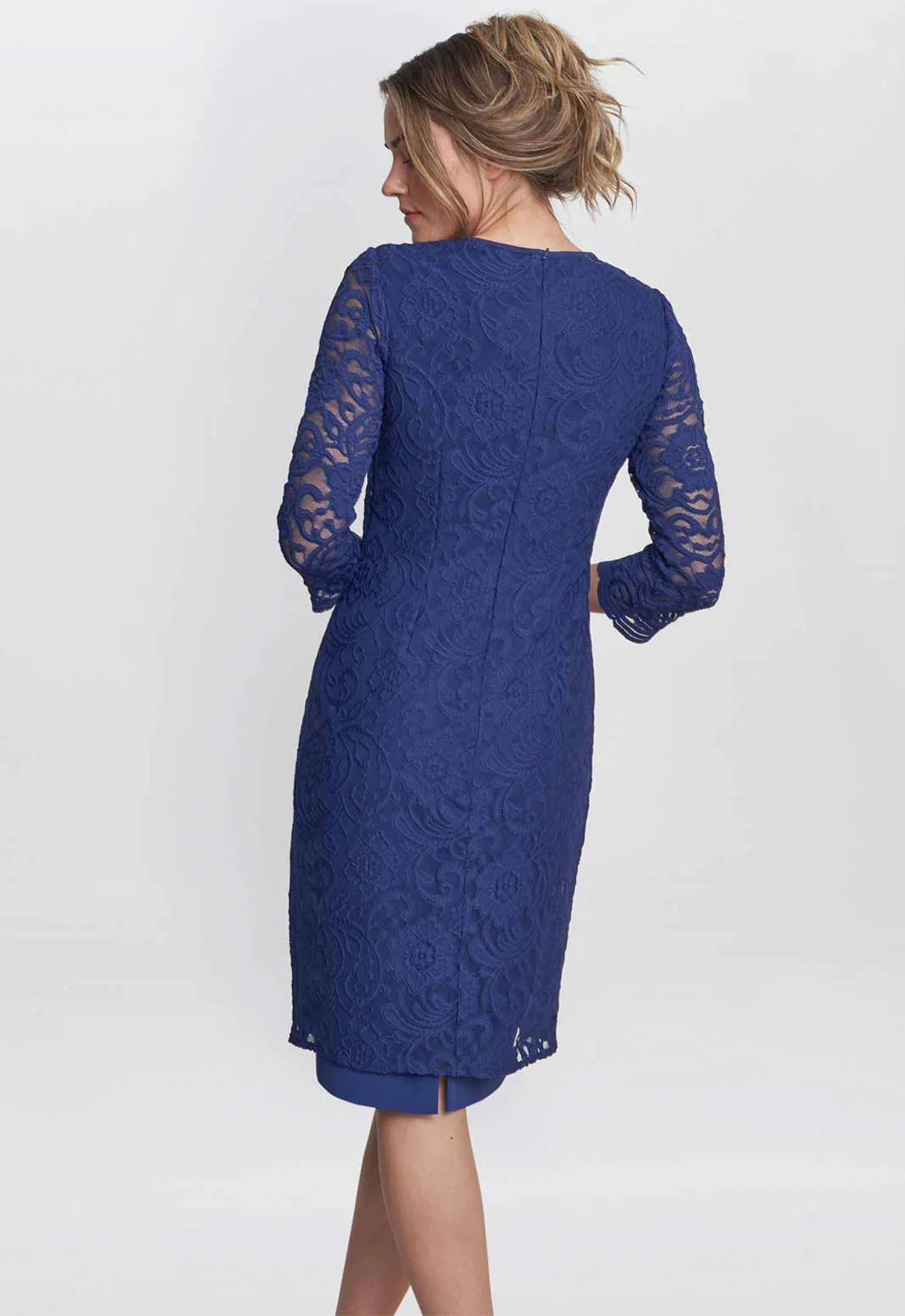 Gina Bacconi Navy Clarabelle Mock Lace Jacket And Crepe Dress - Image 3