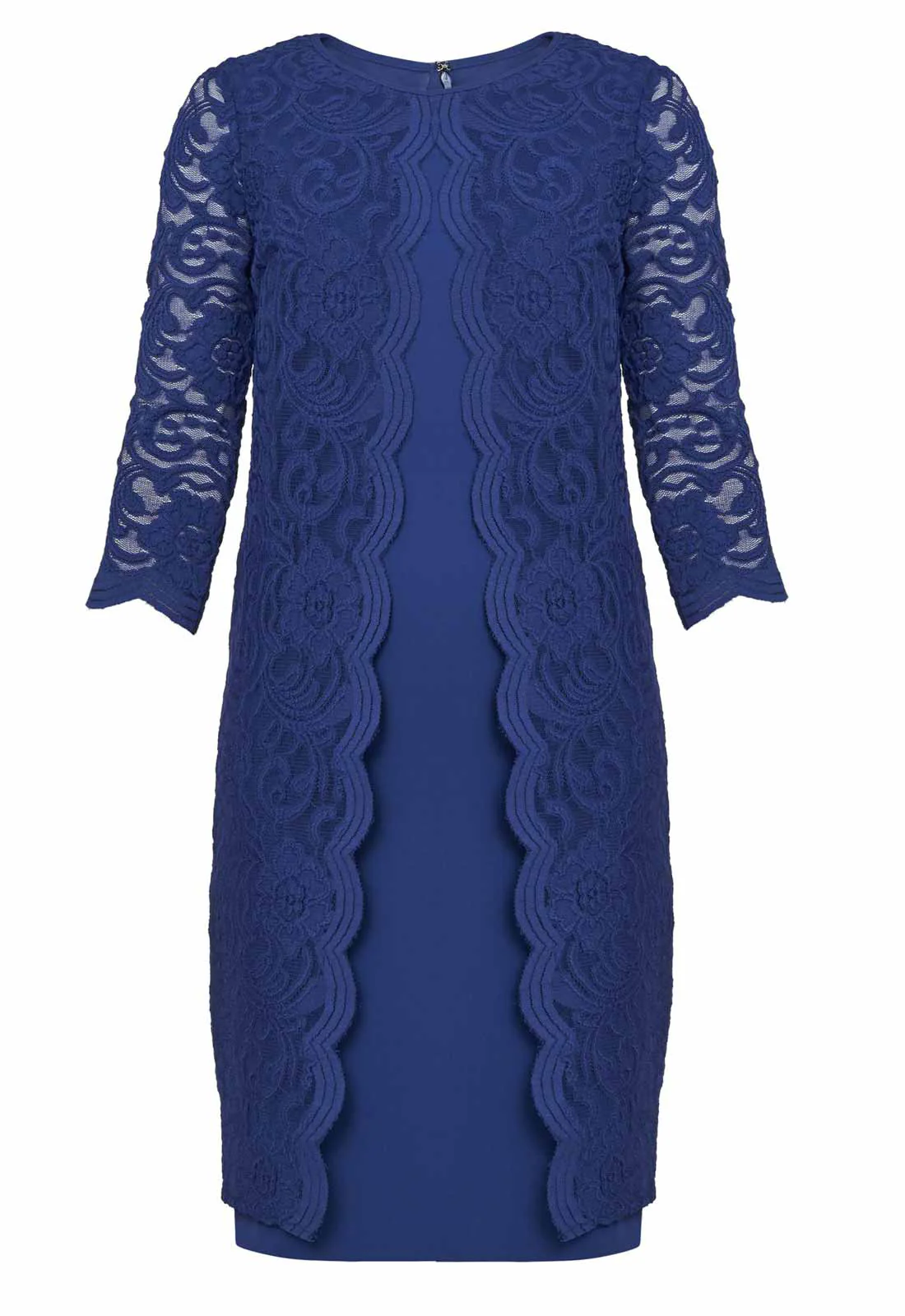 Gina Bacconi Navy Clarabelle Mock Lace Jacket And Crepe Dress - Image 4