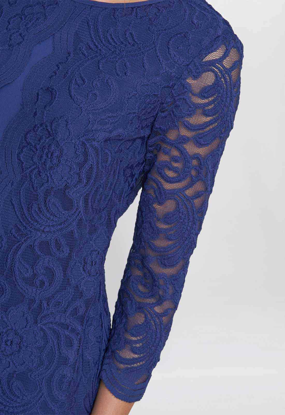 Gina Bacconi Navy Clarabelle Mock Lace Jacket And Crepe Dress - Image 5