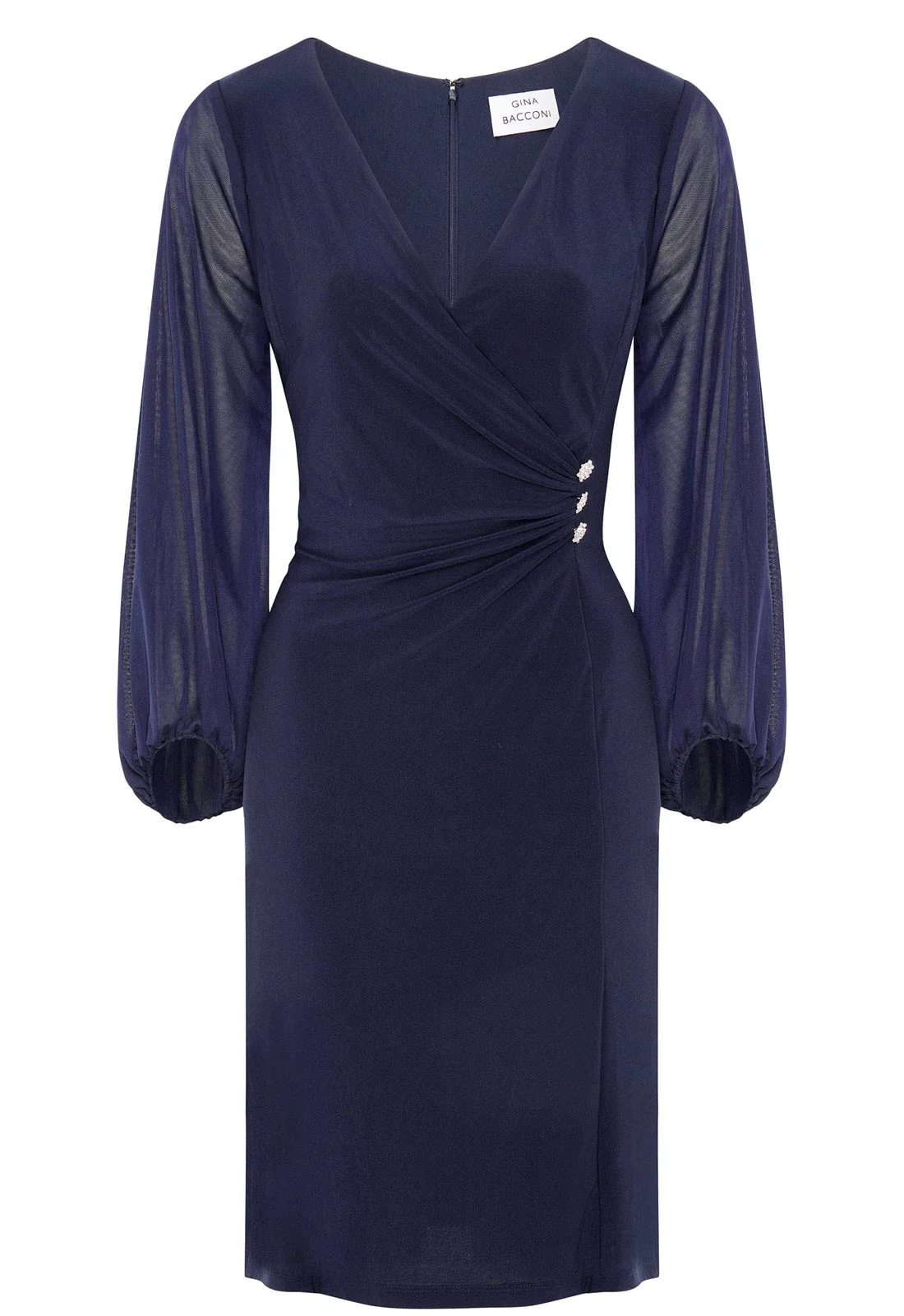 Gina Bacconi Navy Dee Jersey Wrap With Mesh Sleeves - Image 2