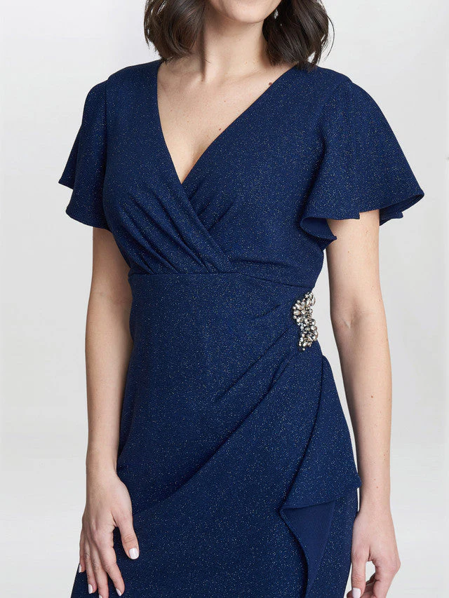 Gina Bacconi Blue Glenda Metallic Midi Dress - Image 2