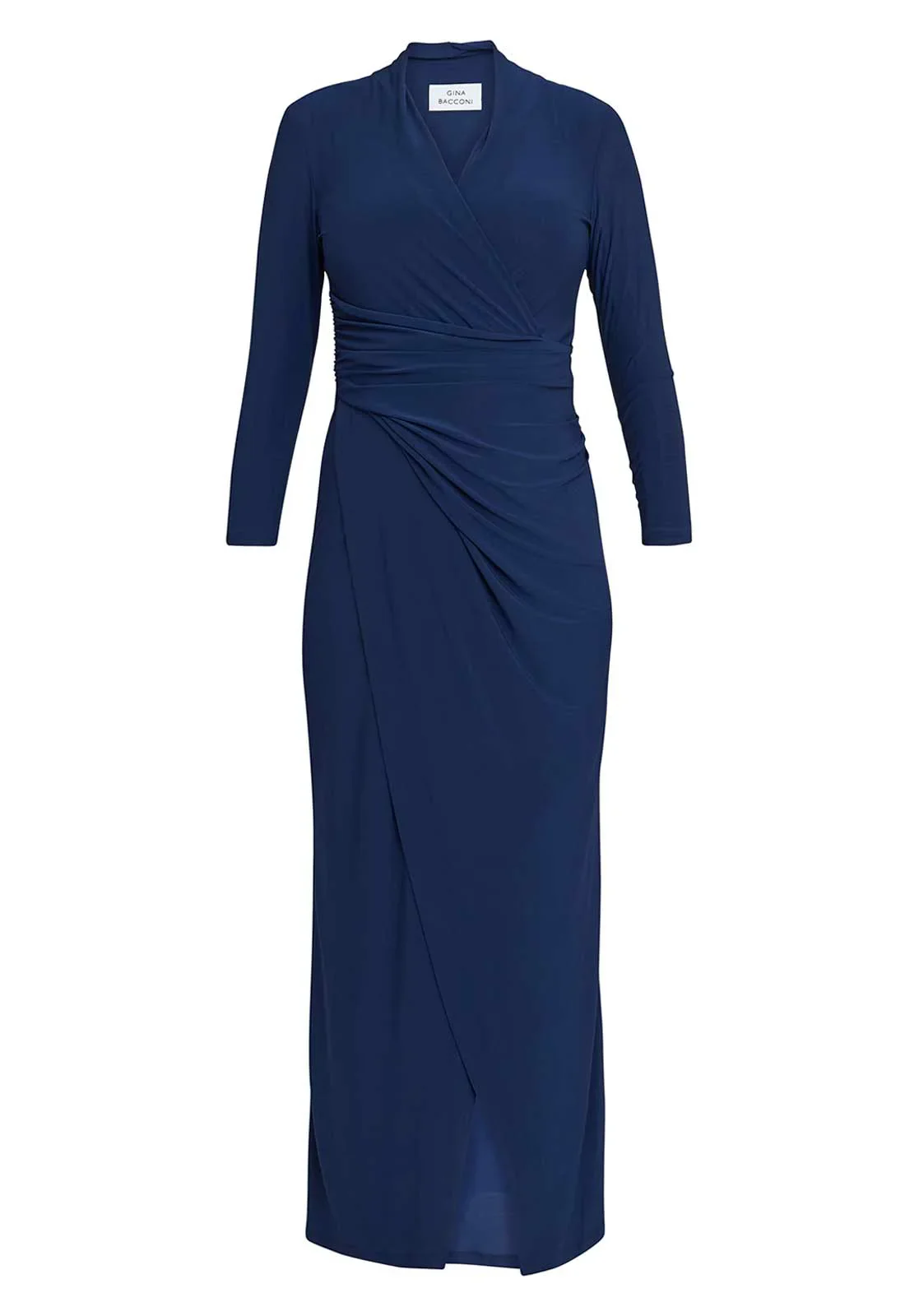 Gina Bacconi Navy Hilary Jersey Wrap Maxi Dress - Image 4