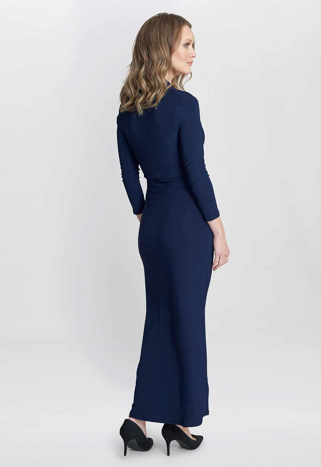 Gina Bacconi Navy Hilary Jersey Wrap Maxi Dress - Image 5