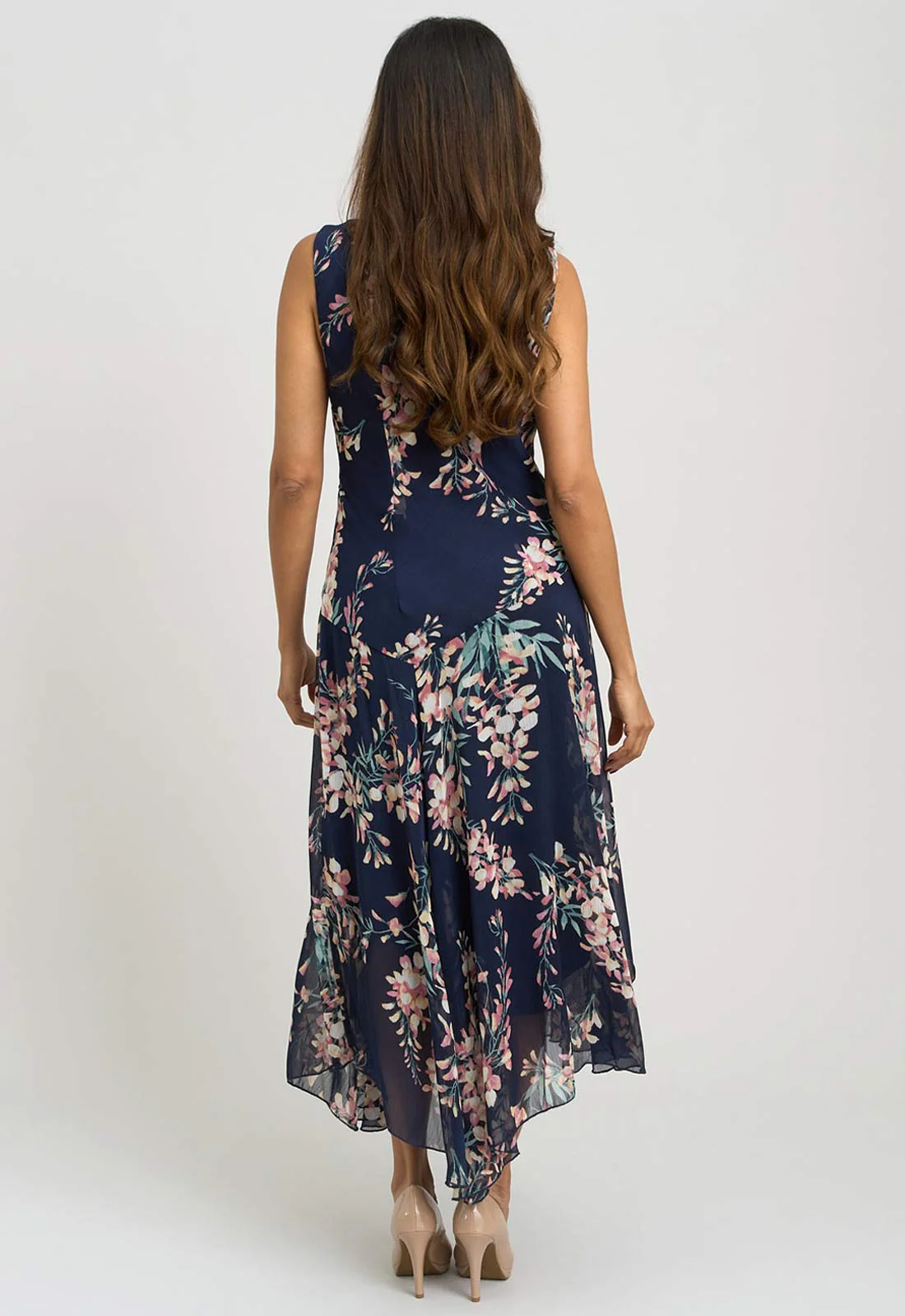 Gina Bacconi Navy India Chiffon Print Dress - Image 6