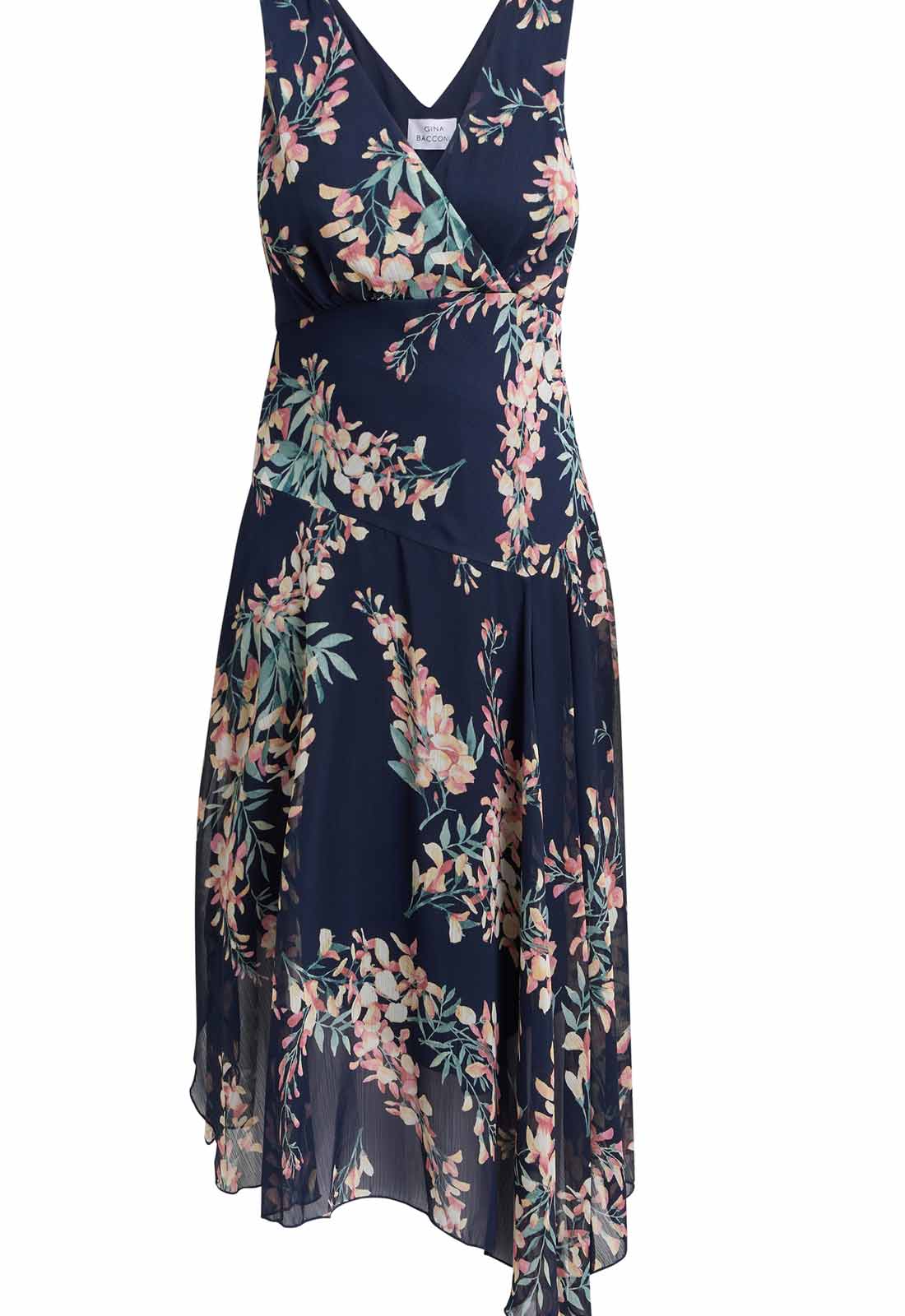 Gina Bacconi Navy India Chiffon Print Dress - Image 8