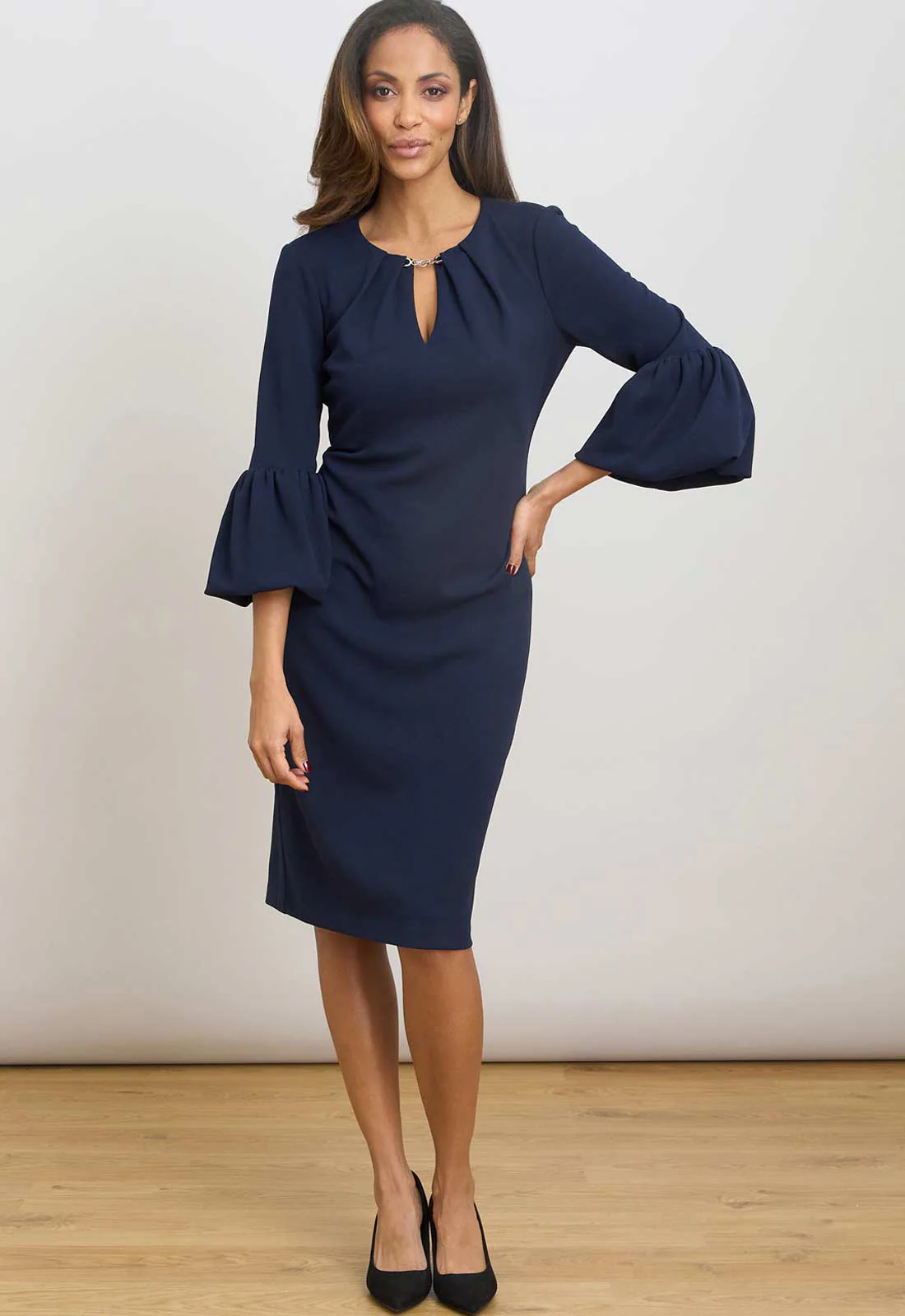 Gina Bacconi NAVY Ivana Navy Shift Dress - Image 5