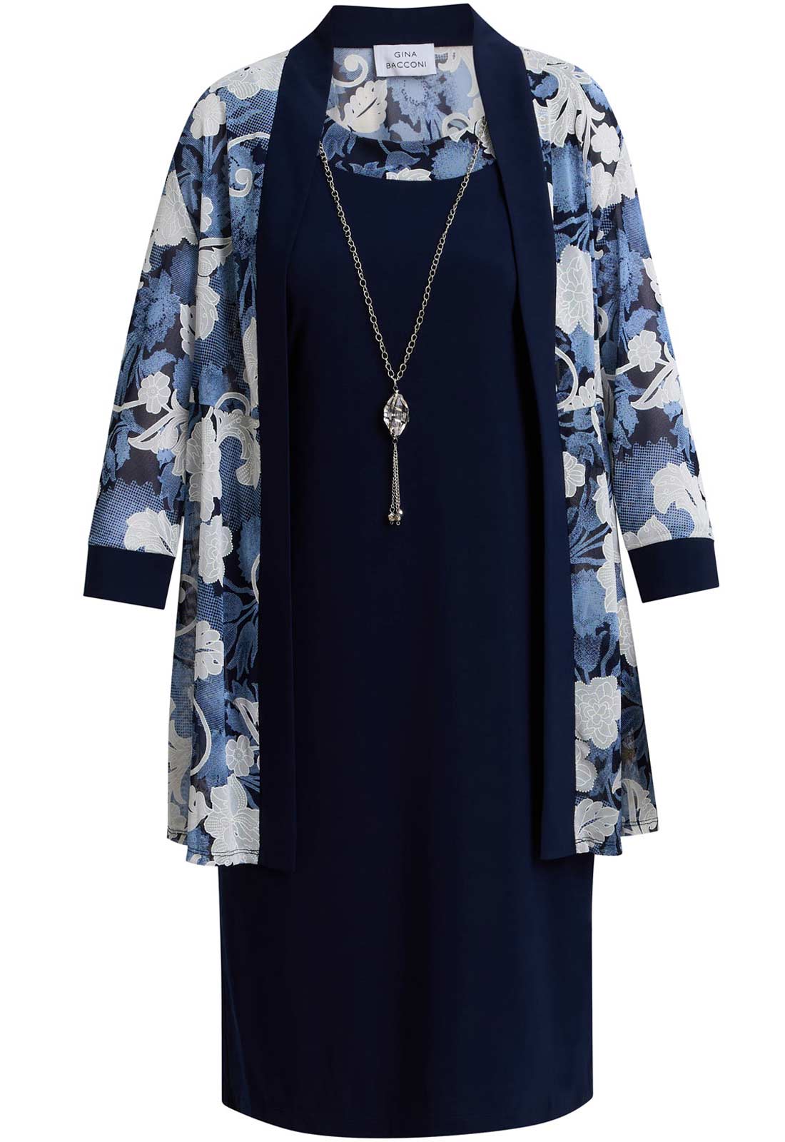 Gina Bacconi NAVY Lidiya Printed Dress And Jacket - Image 4