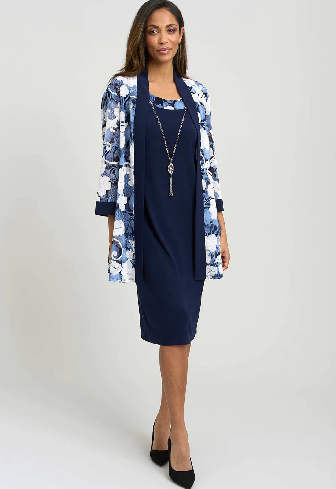 Gina Bacconi NAVY Lidiya Printed Dress And Jacket - Image 6