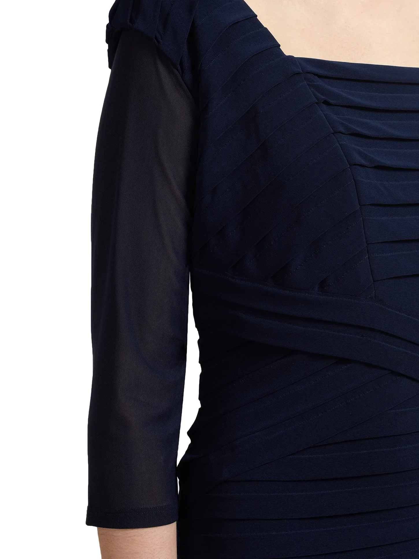 Gina Bacconi Navy Mesh Sleeve Under Top - Image 3
