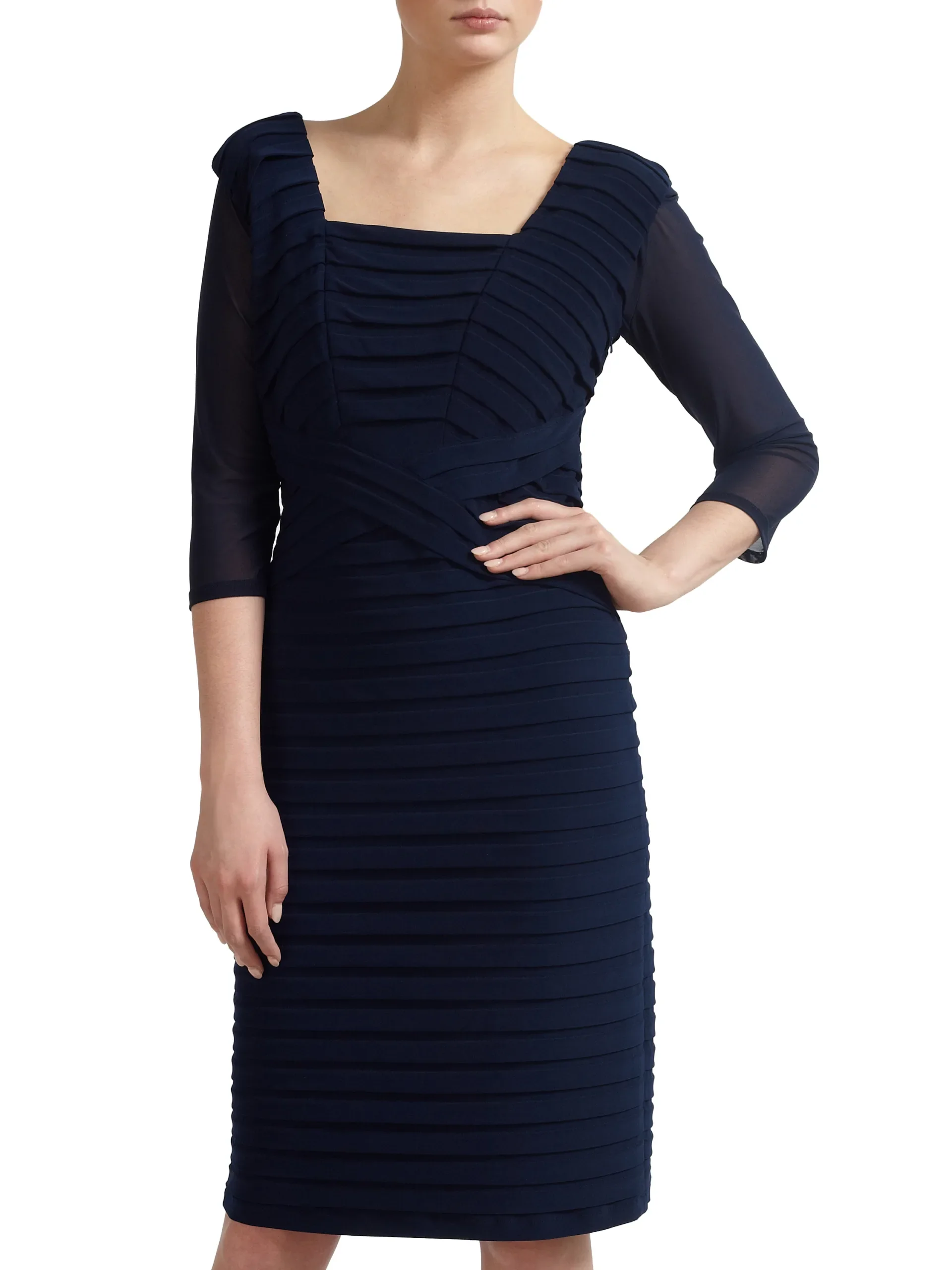 Gina Bacconi Navy Mesh Sleeve Under Top - Image 5