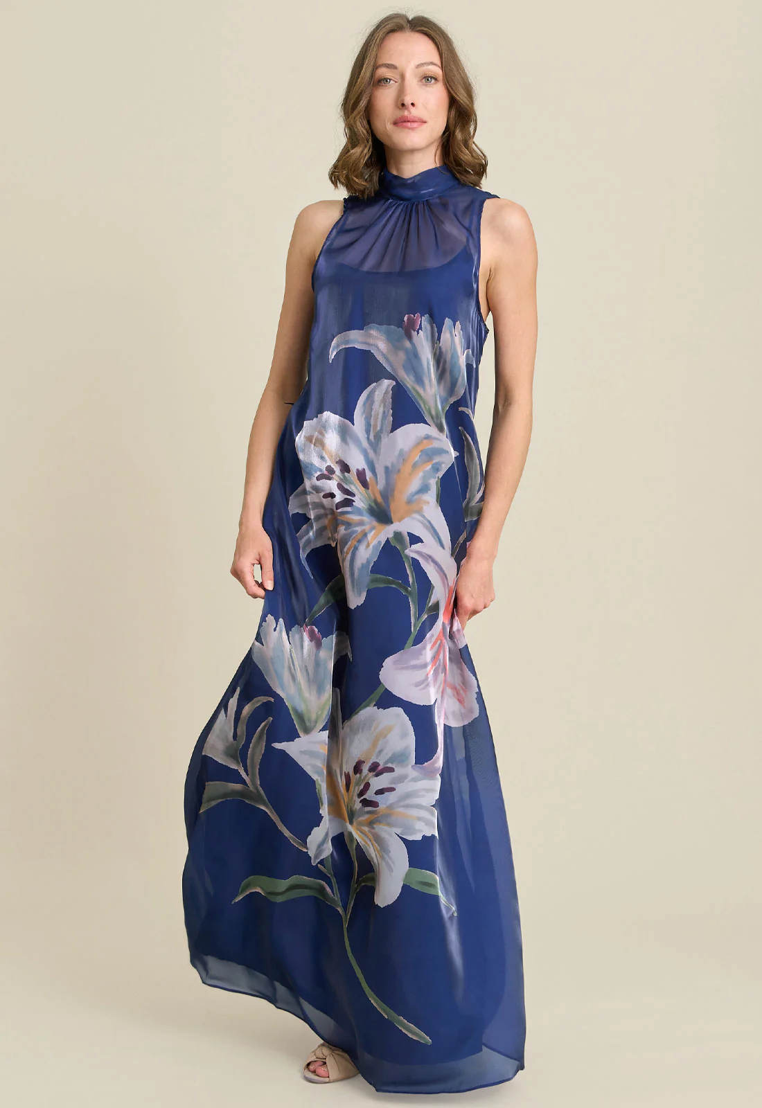 Gina Bacconi NAVY / MULTI Rileigh Floral Maxi Dress