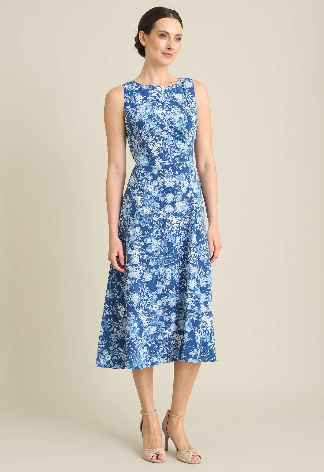 Gina Bacconi NAVY Odelia Floral Print Midi Dress - Image 2