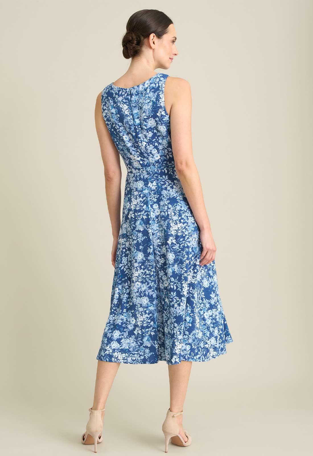 Gina Bacconi NAVY Odelia Floral Print Midi Dress - Image 3