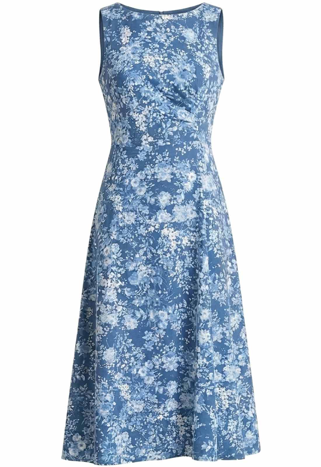 Gina Bacconi NAVY Odelia Floral Print Midi Dress - Image 4