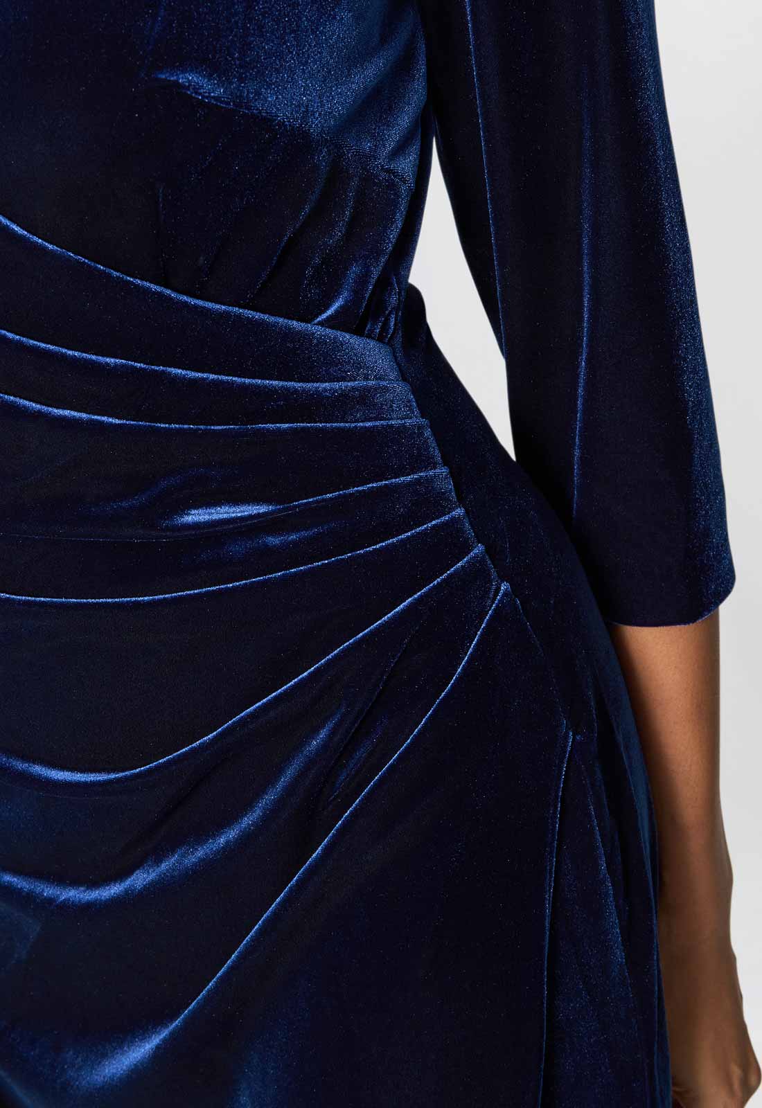 Gina Bacconi Navy Paris Velvet Maxi Dress With 3/4 Sleeve - Image 4
