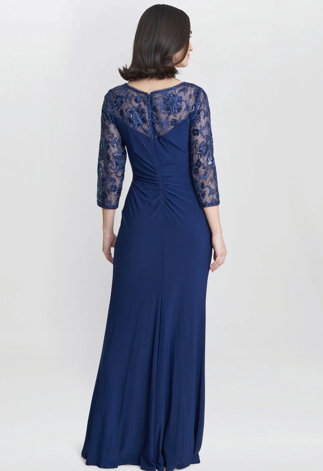 Gina Bacconi Navy Sonia Maxi Knot Front Sweetheart Dress - Image 4