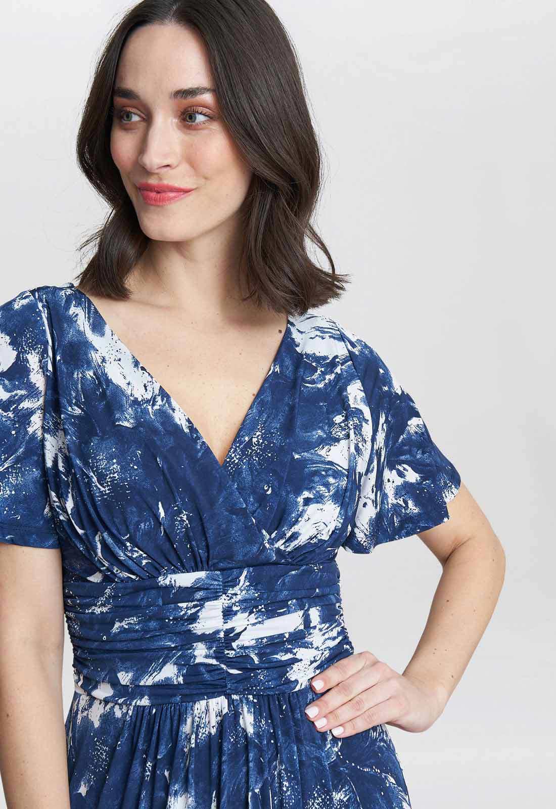 Gina Bacconi Navy and White Emily Jersey Maxi Dress - Image 2