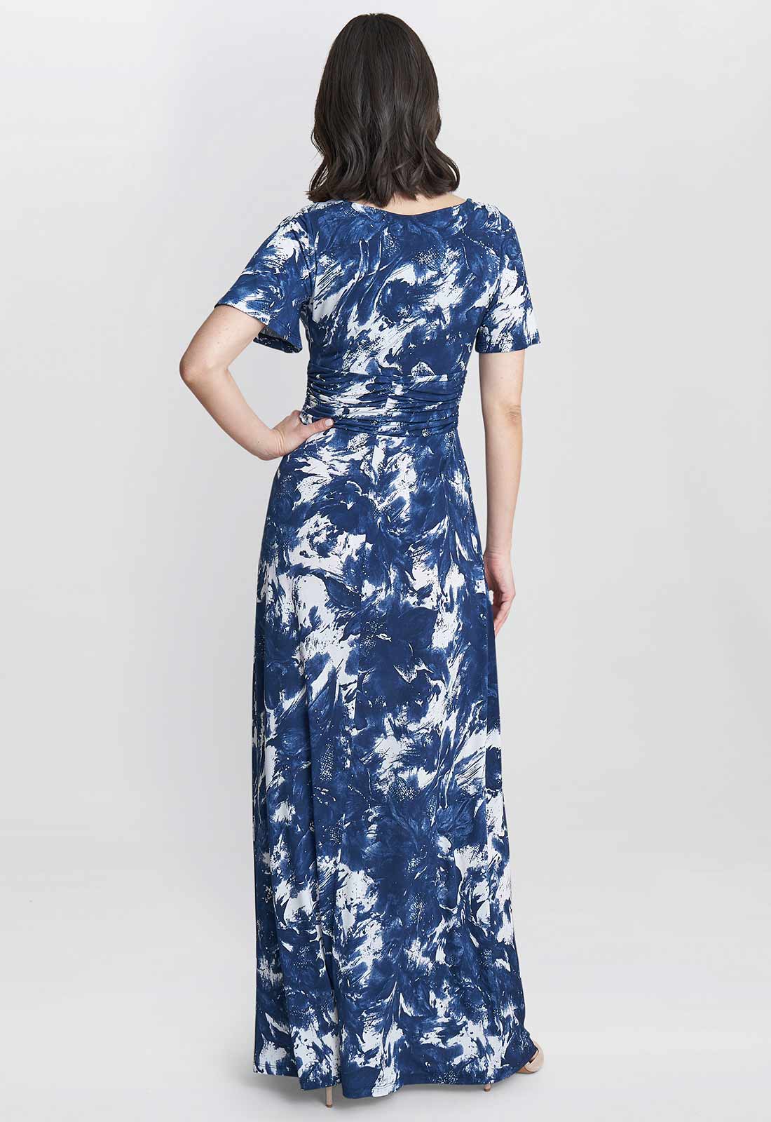 Gina Bacconi Navy and White Emily Jersey Maxi Dress - Image 3