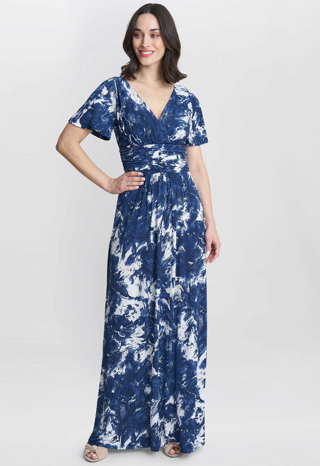 Gina Bacconi Navy and White Emily Jersey Maxi Dress - Image 4