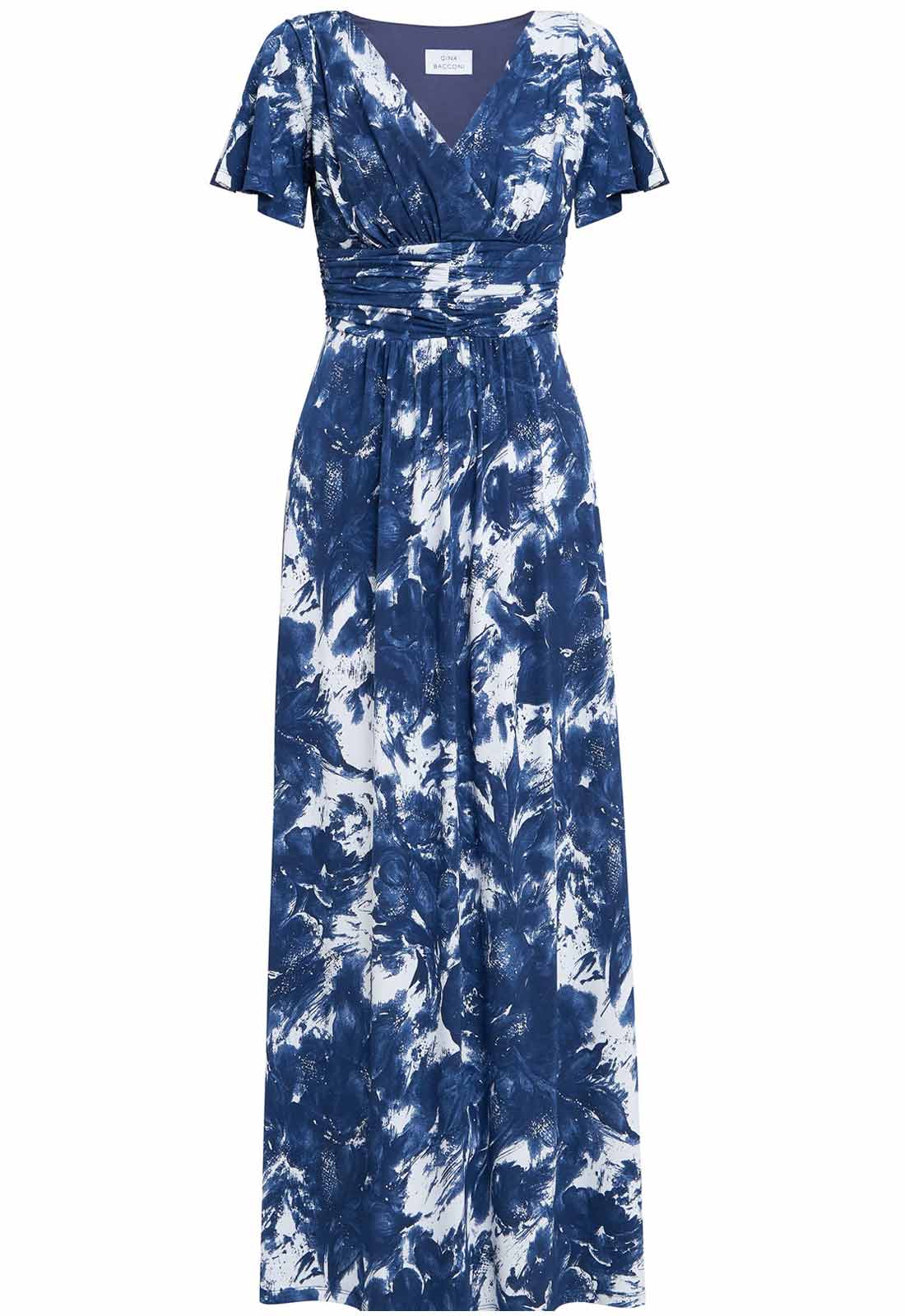 Gina Bacconi Navy and White Emily Jersey Maxi Dress - Image 5