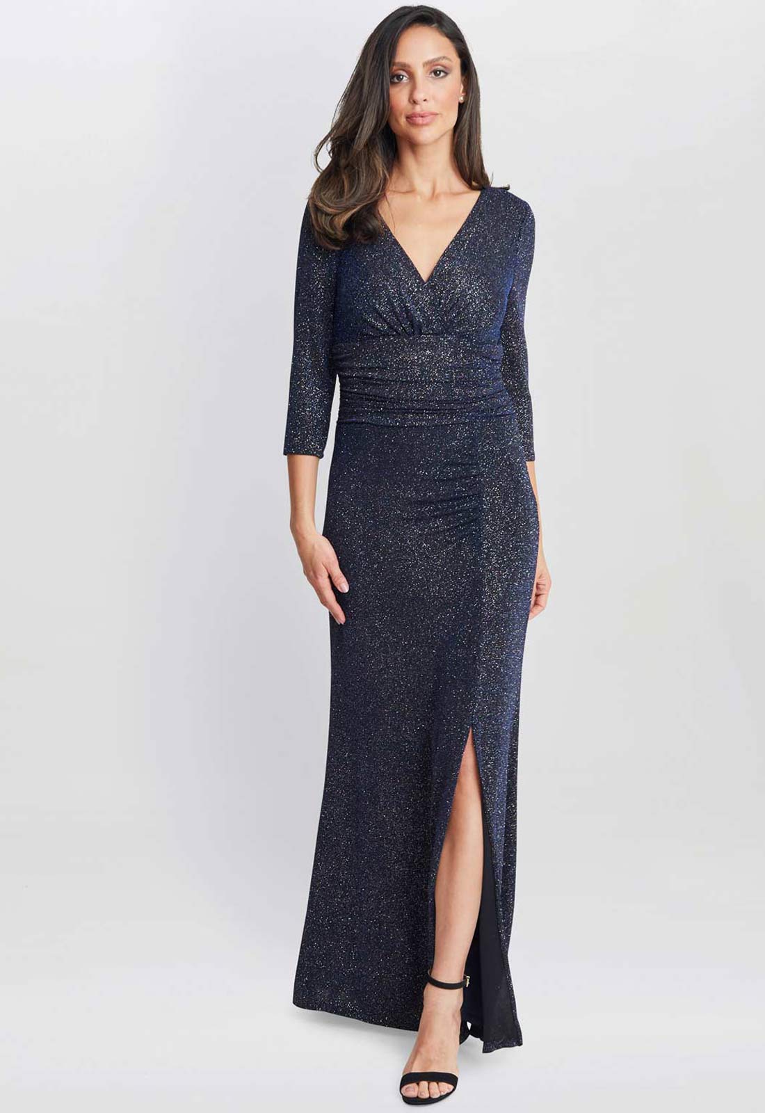 Gina Bacconi  Navy Eugenie Metallic Maxi Dress - Image 3