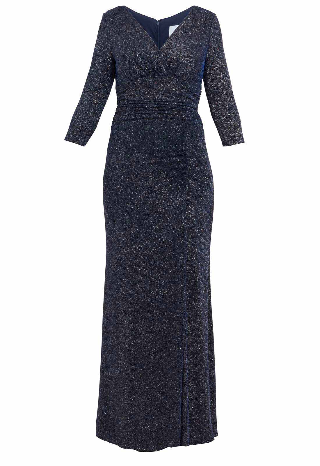 Gina Bacconi  Navy Eugenie Metallic Maxi Dress - Image 4