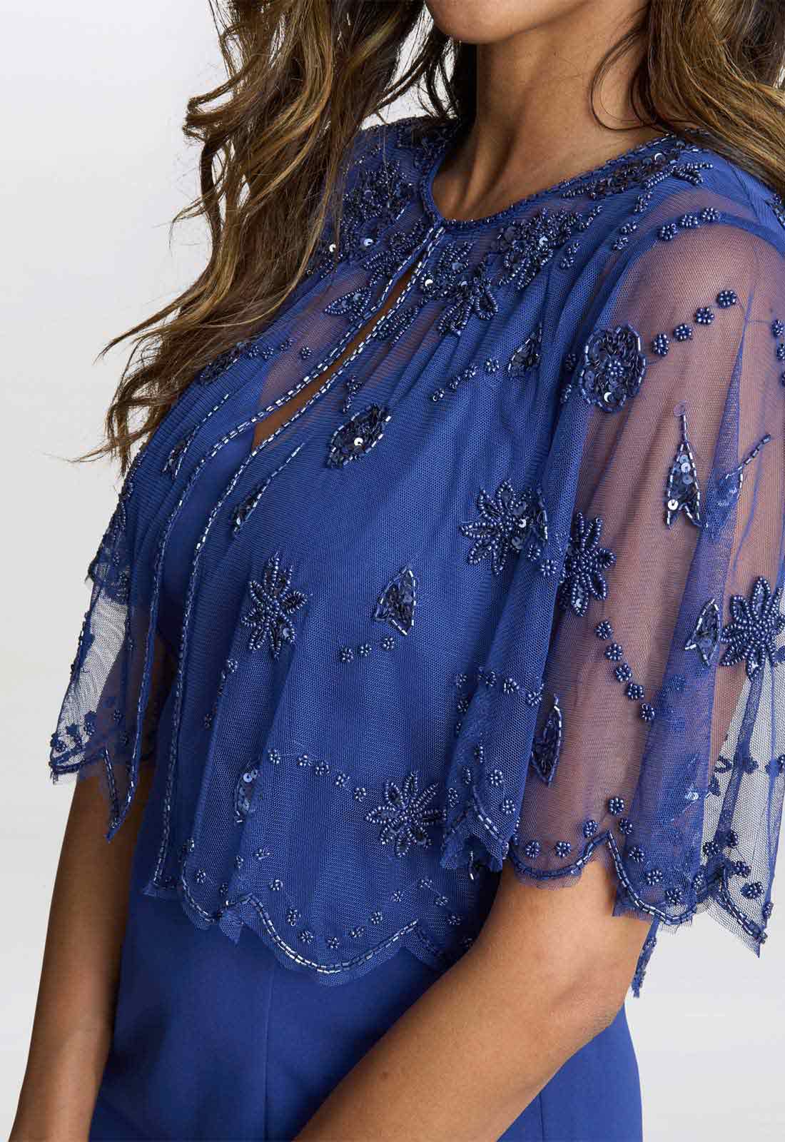 Gina Bacconi Navy Theresa Beaded Bolero Jacket and Dress - Image 2