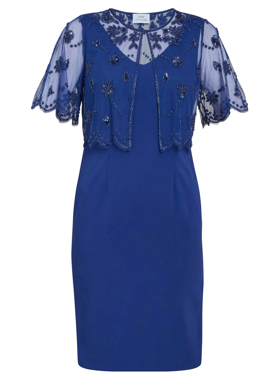 Gina Bacconi Navy Theresa Beaded Bolero Jacket and Dress - Image 7