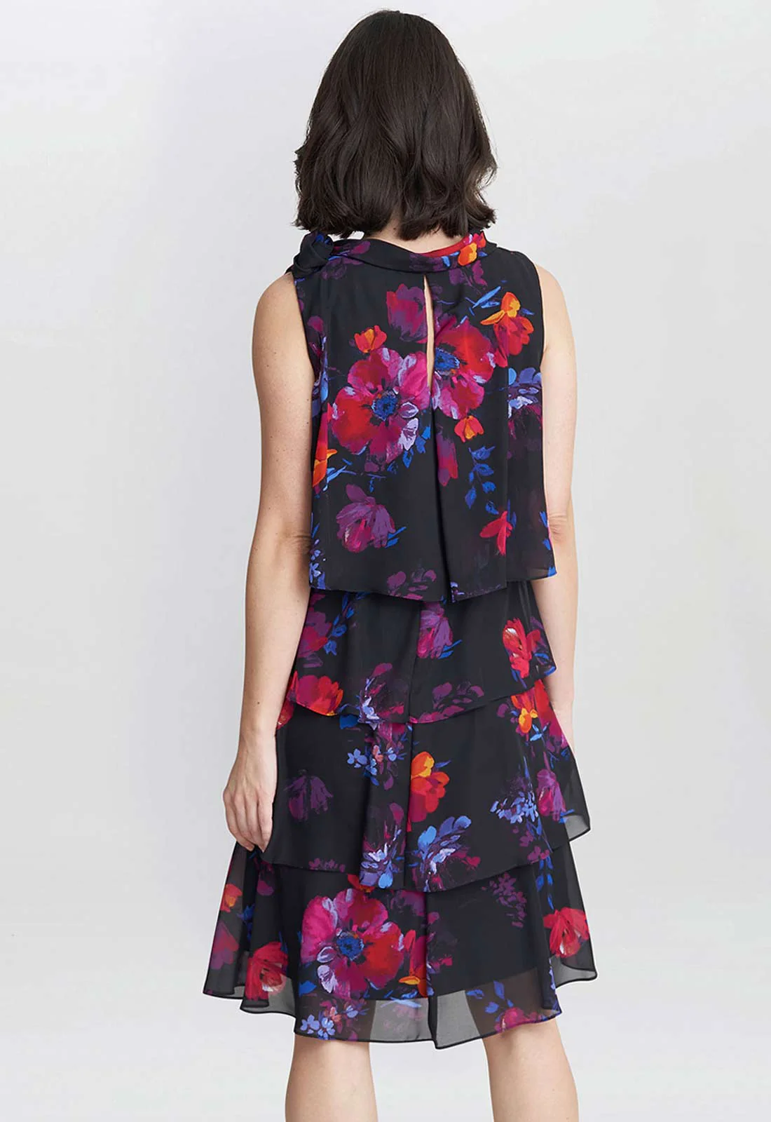 Gina Bacconi Blue Neesha Sleeveless Printed Tiered Dress - Image 3