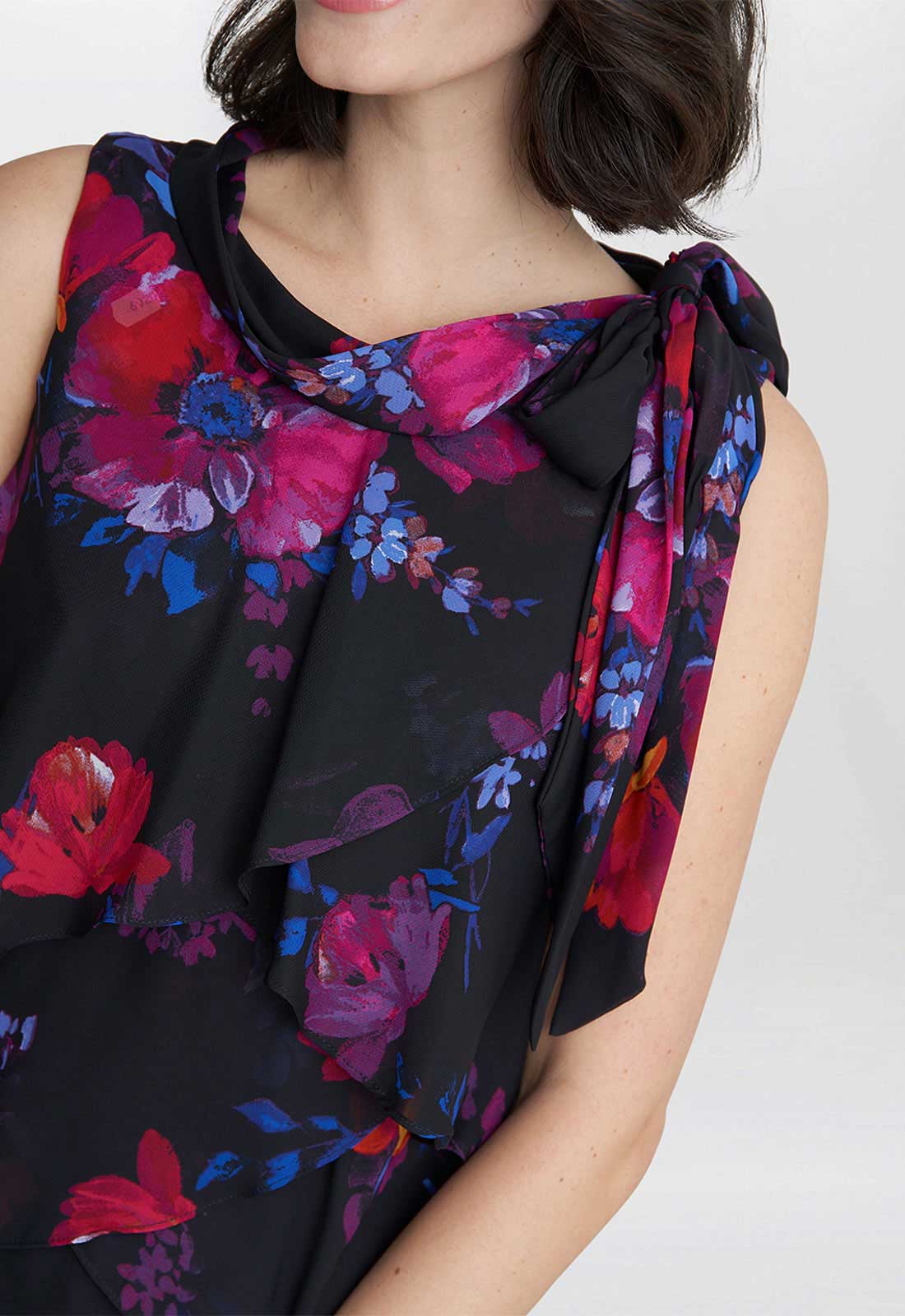 Gina Bacconi Blue Neesha Sleeveless Printed Tiered Dress - Image 5