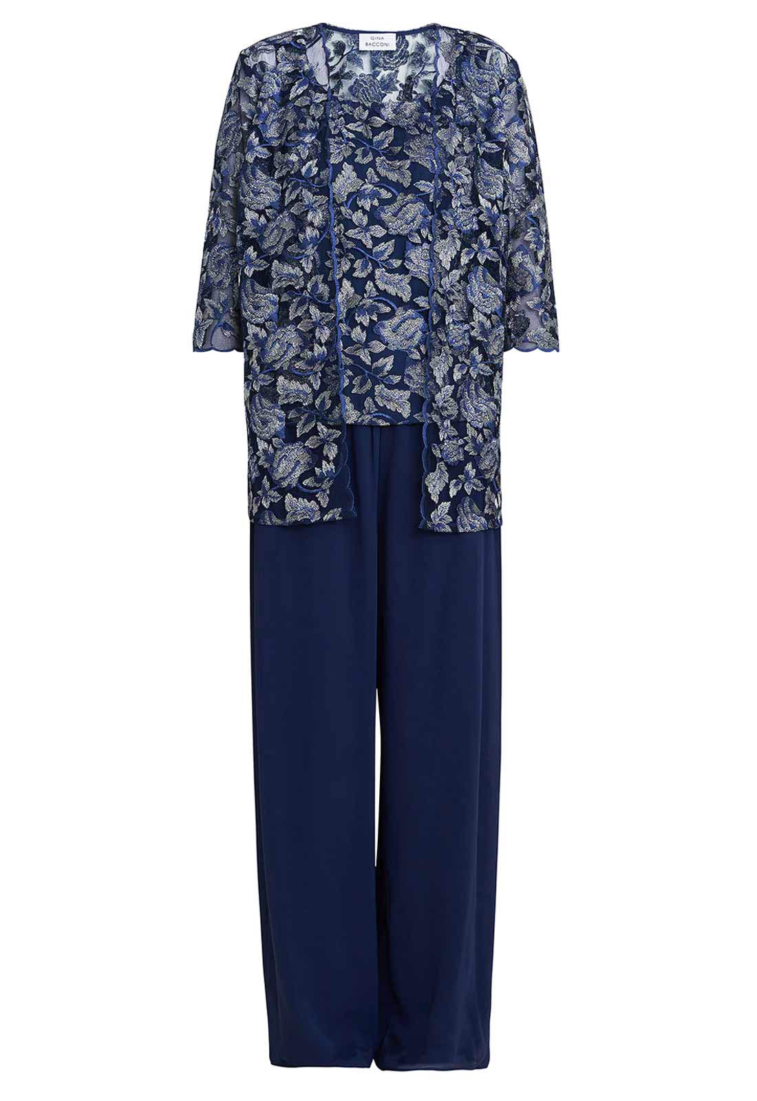 Gina Bacconi Blue Nikki 3 Piece Trouser Suit - Image 5