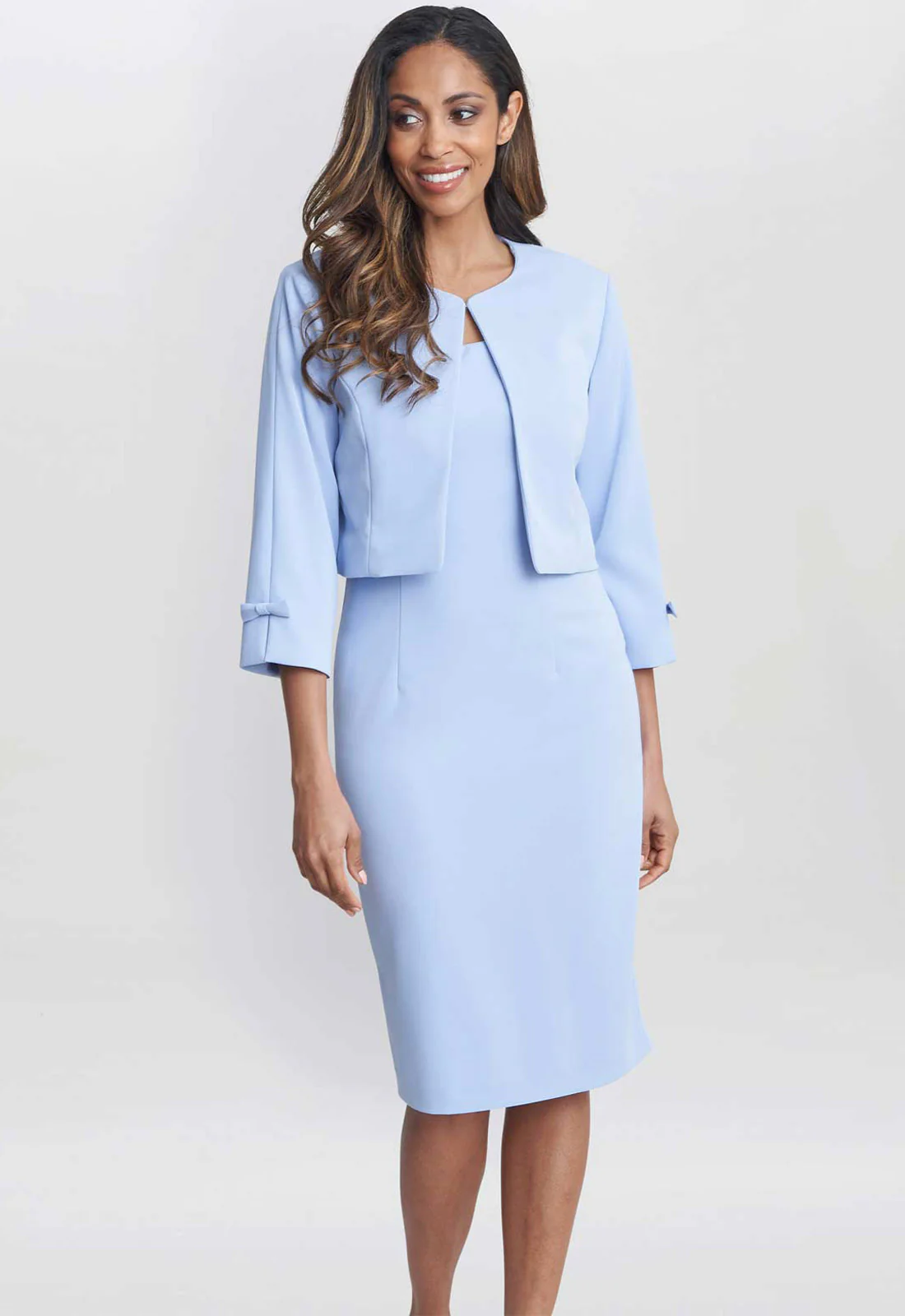 Gina Bacconi Nordic Blue Corinne Crepe Dress And Jacket