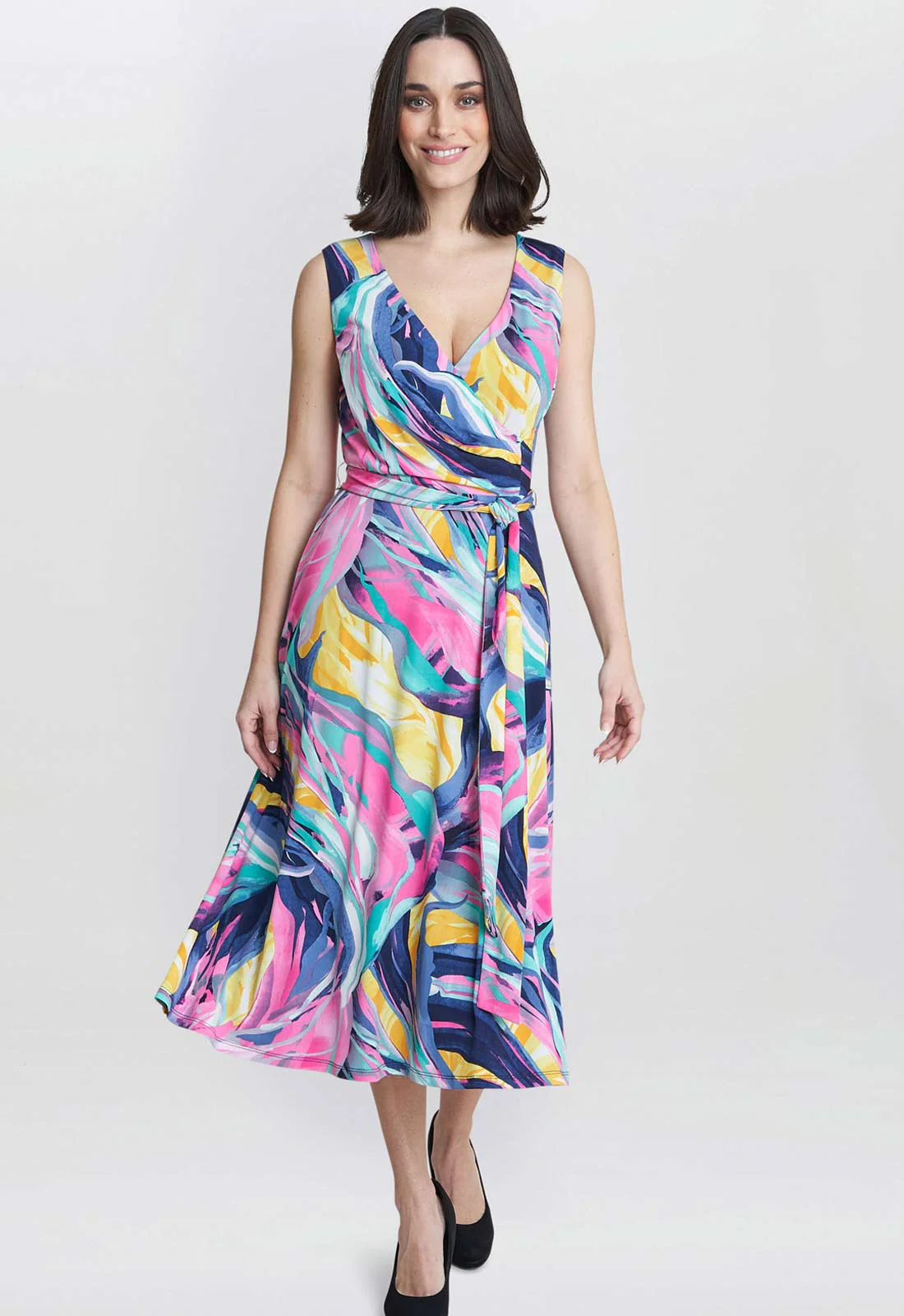 Gina Bacconi Peach Anastacia Fit And Flare Jersey Dress - Image 3