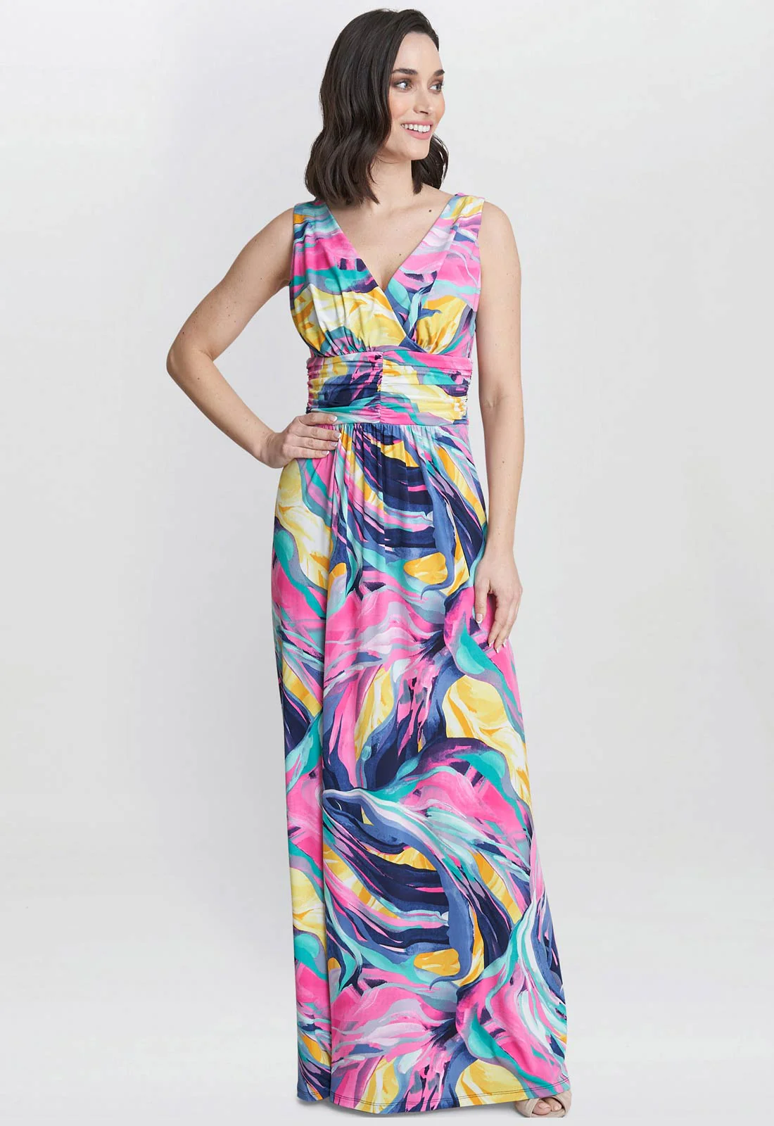 Gina Bacconi Peach Camille Jersey Maxi Dress - Image 4