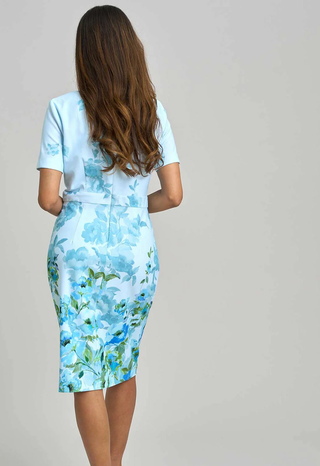 Gina Bacconi PERRI Nisha Tie Neck Border Print Dress - Image 3
