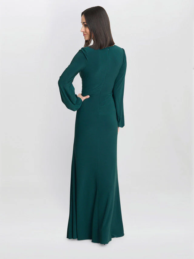 Gina Bacconi Green Petra Jersey Knot Front Maxi Dress - Image 3