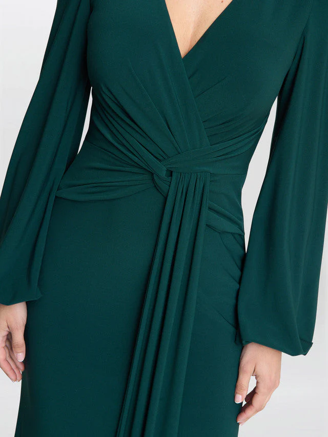 Gina Bacconi Green Petra Jersey Knot Front Maxi Dress - Image 4
