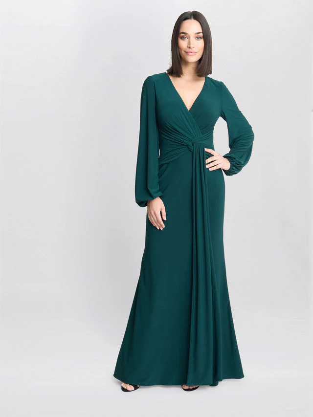 Gina Bacconi Green Petra Jersey Knot Front Maxi Dress - Image 5