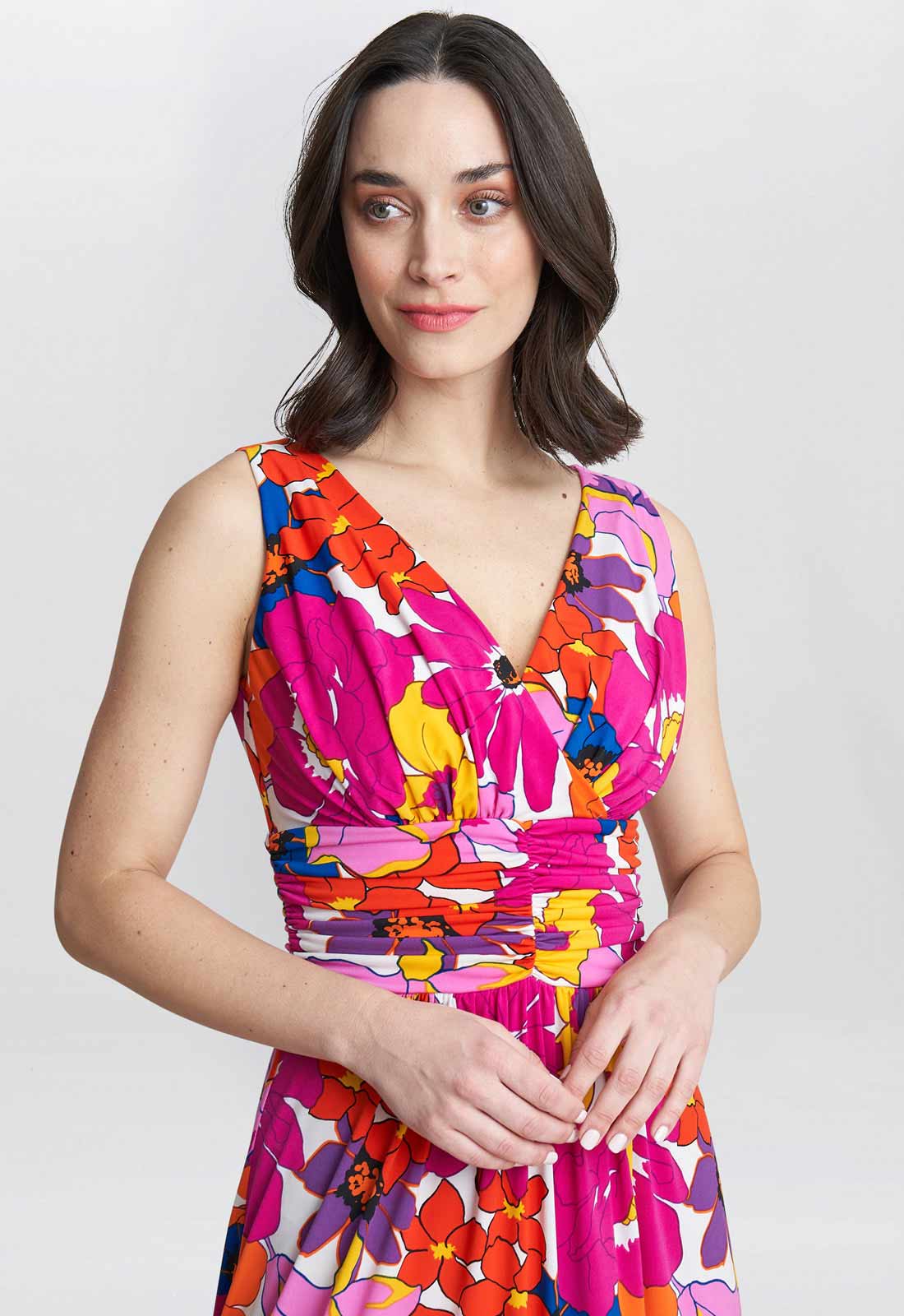 Gina Bacconi Pink and Orange Jaime Jersey Maxi Dress - Image 2